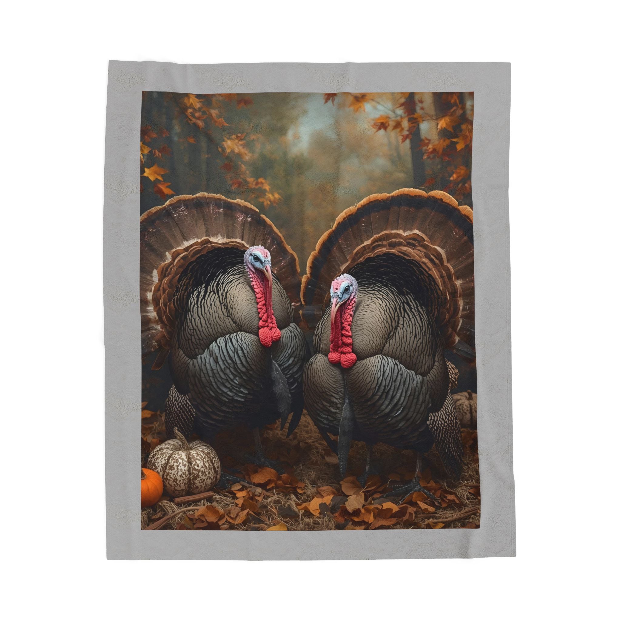 Thanksgiving Turkey Velveteen Plush Blanket