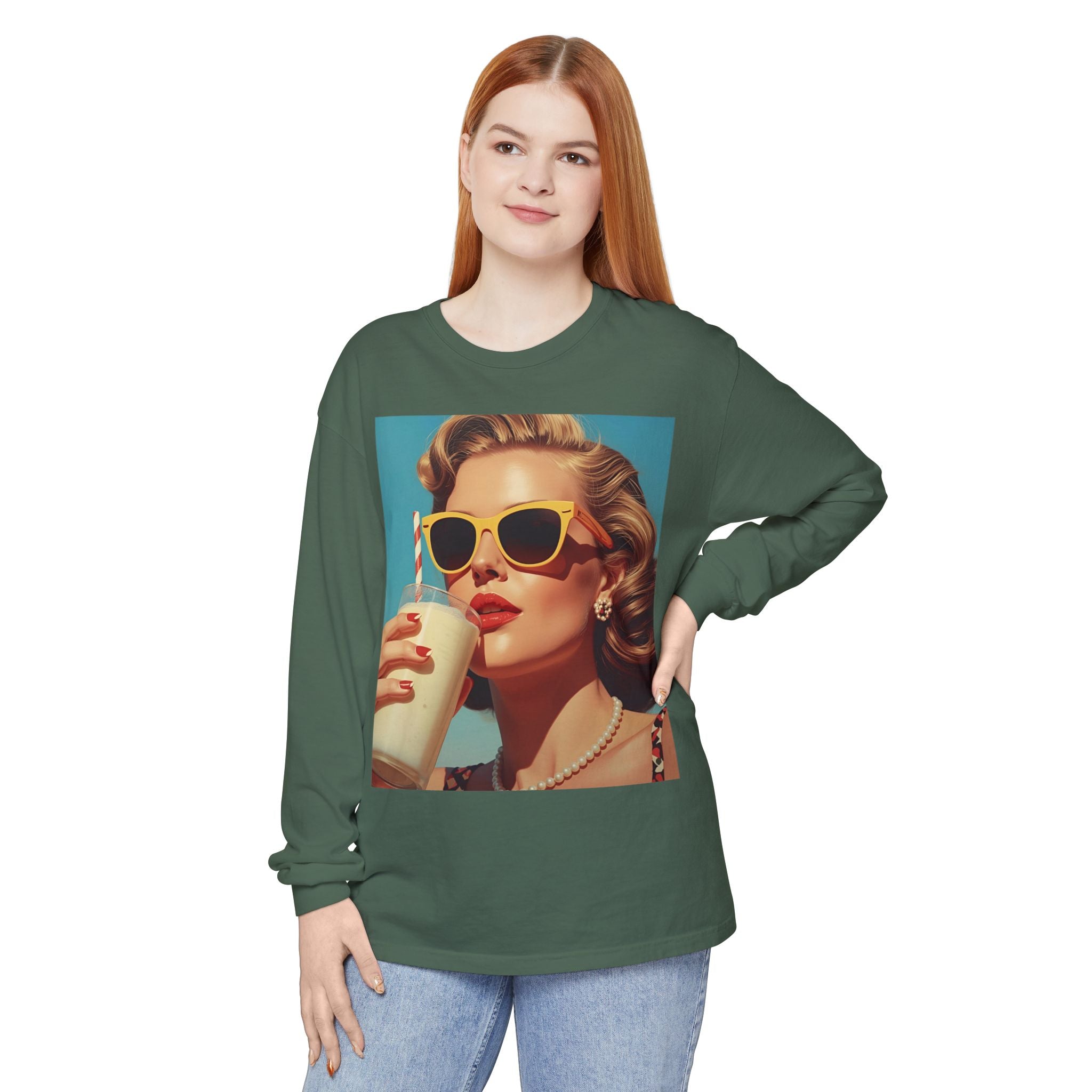 Retro Pop Art Long Sleeve T-Shirt, Vintage Graphic Tee, Fashion Top, Summer Style shirt, Gift for Art Lovers, Casual Wear