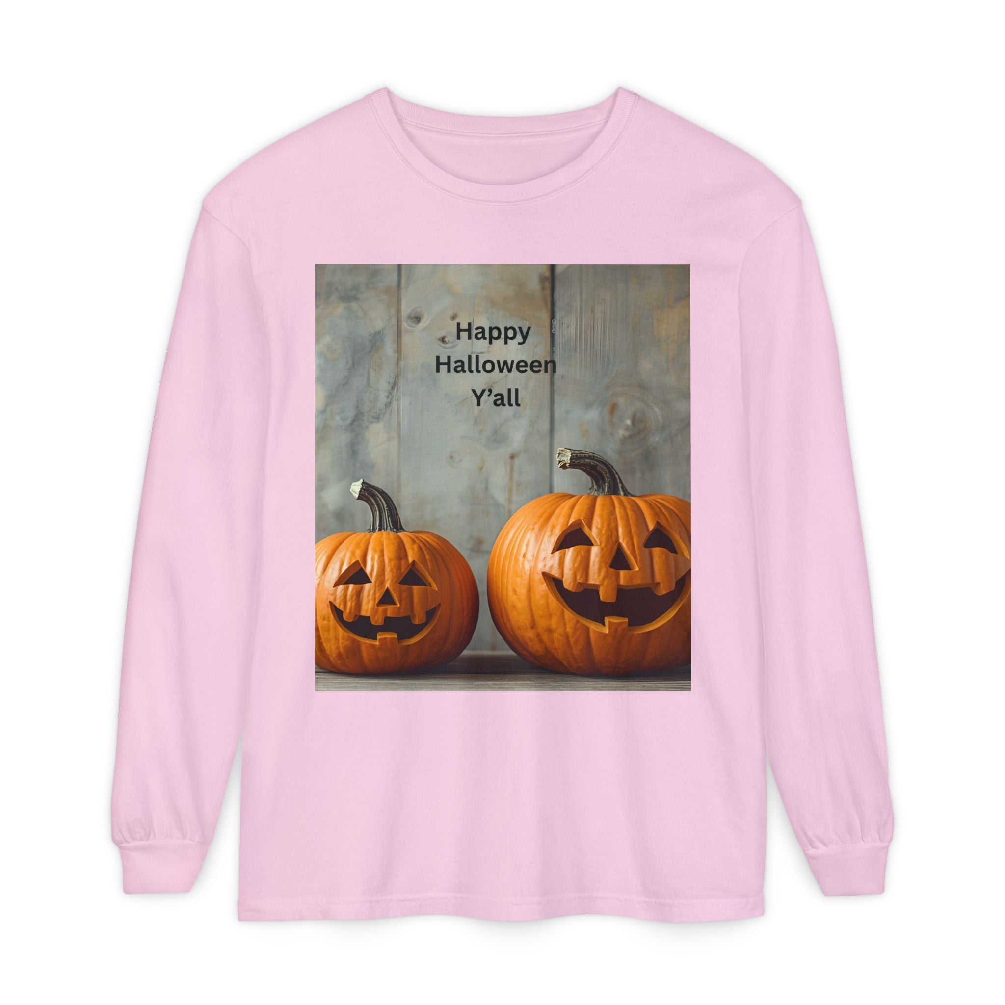 Halloween Pumpkin Long Sleeve Tee, Happy Halloween Shirt, Fall Apparel, Unisex Halloween T-Shirt, Seasonal Clothing