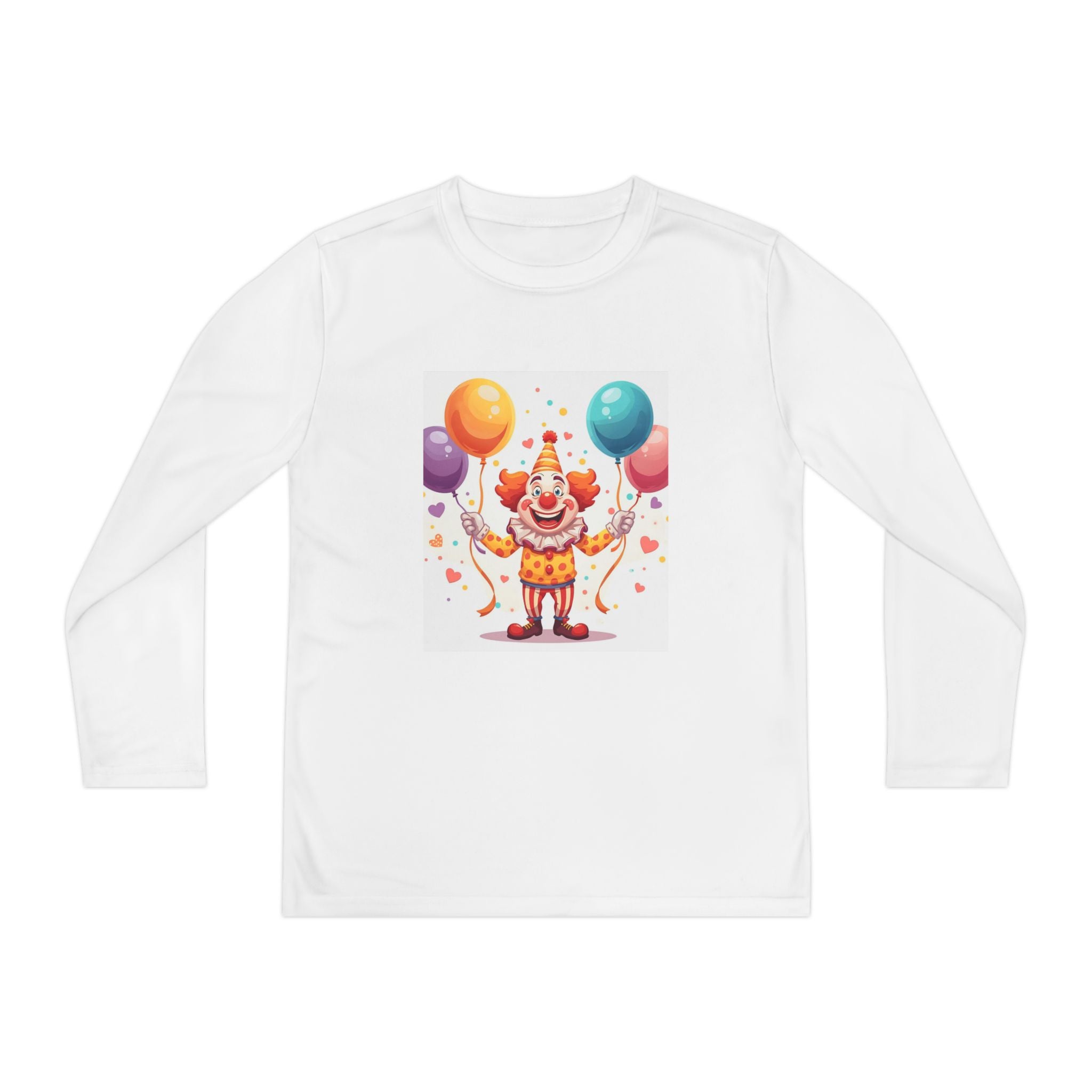 Birthday Clown With Balloons Youth Long Sleeve Competitor Tee