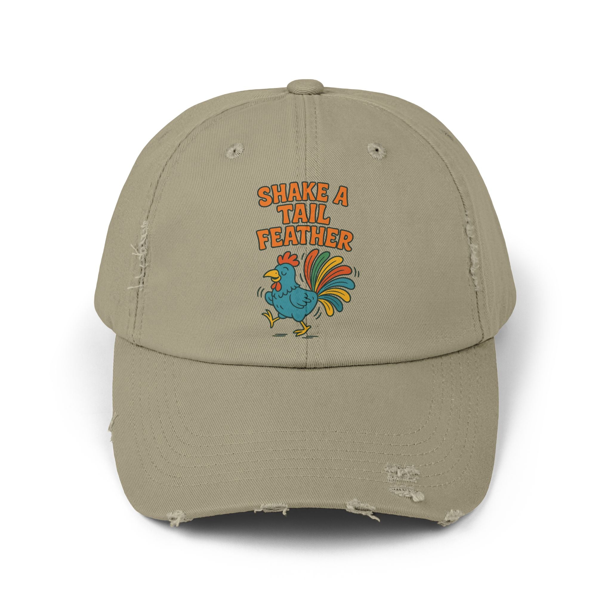 Rooster Funny Shake A Tail Feather Unisex Distressed Cap