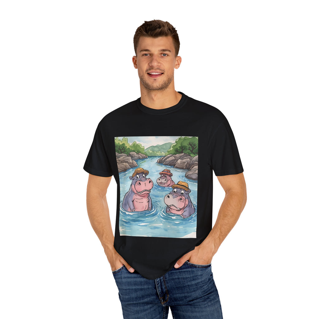 Hippo Adventure Unisex T-Shirt, Cute Animal Tee, Gift for Nature Lovers, Casual Wear, Birthday and Summer Vibe
