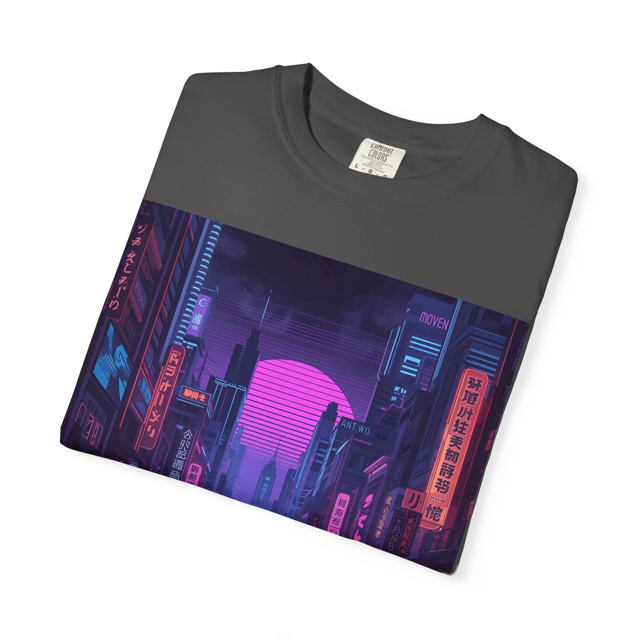 Futuristic Neon Cityscape T-Shirt, Retro Graphic Tee, Unisex Streetwear, Urban Vibe Shirt, Gift for Gamers, Summer Outfit