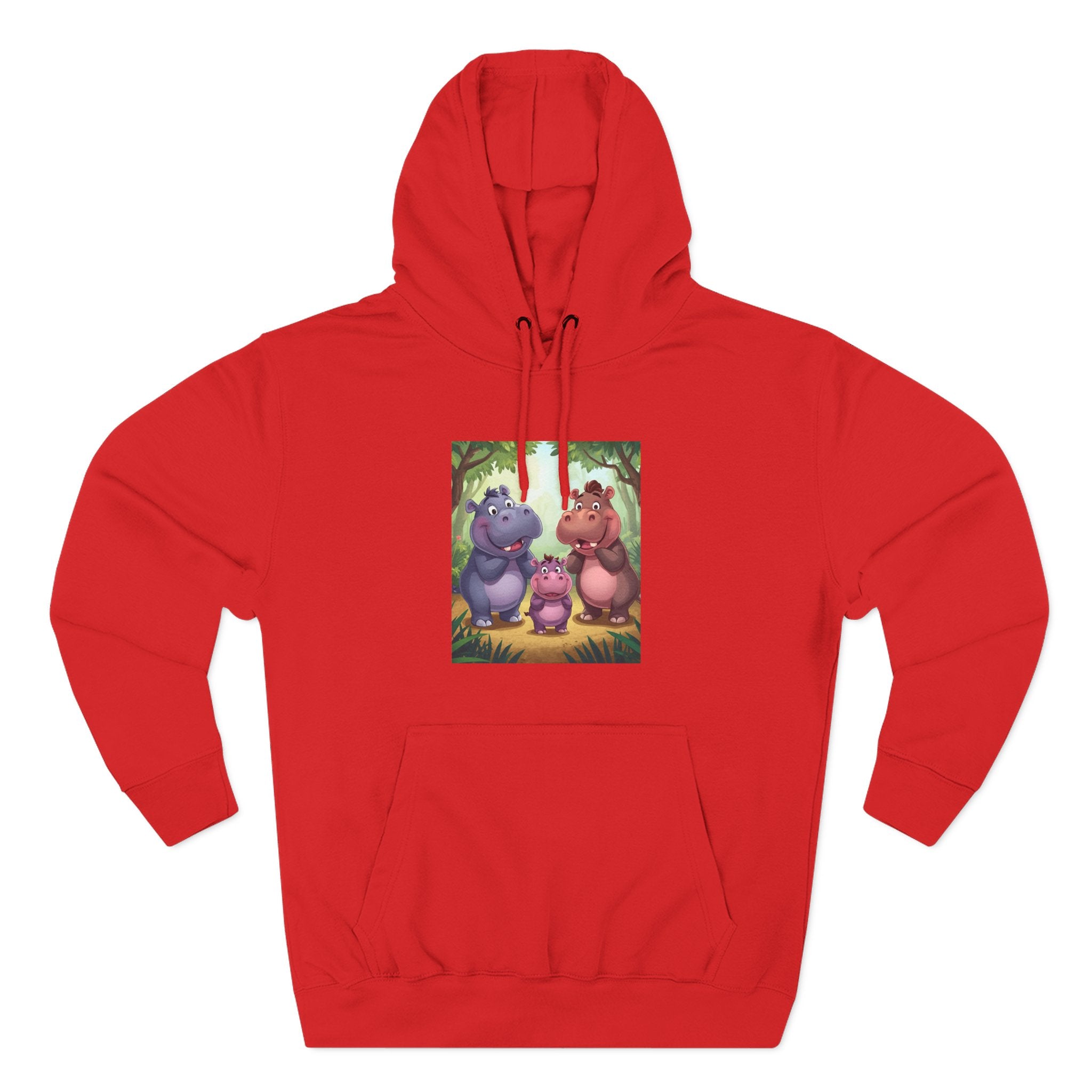 Hippo Cute Three-Panel Fleece Hoodie