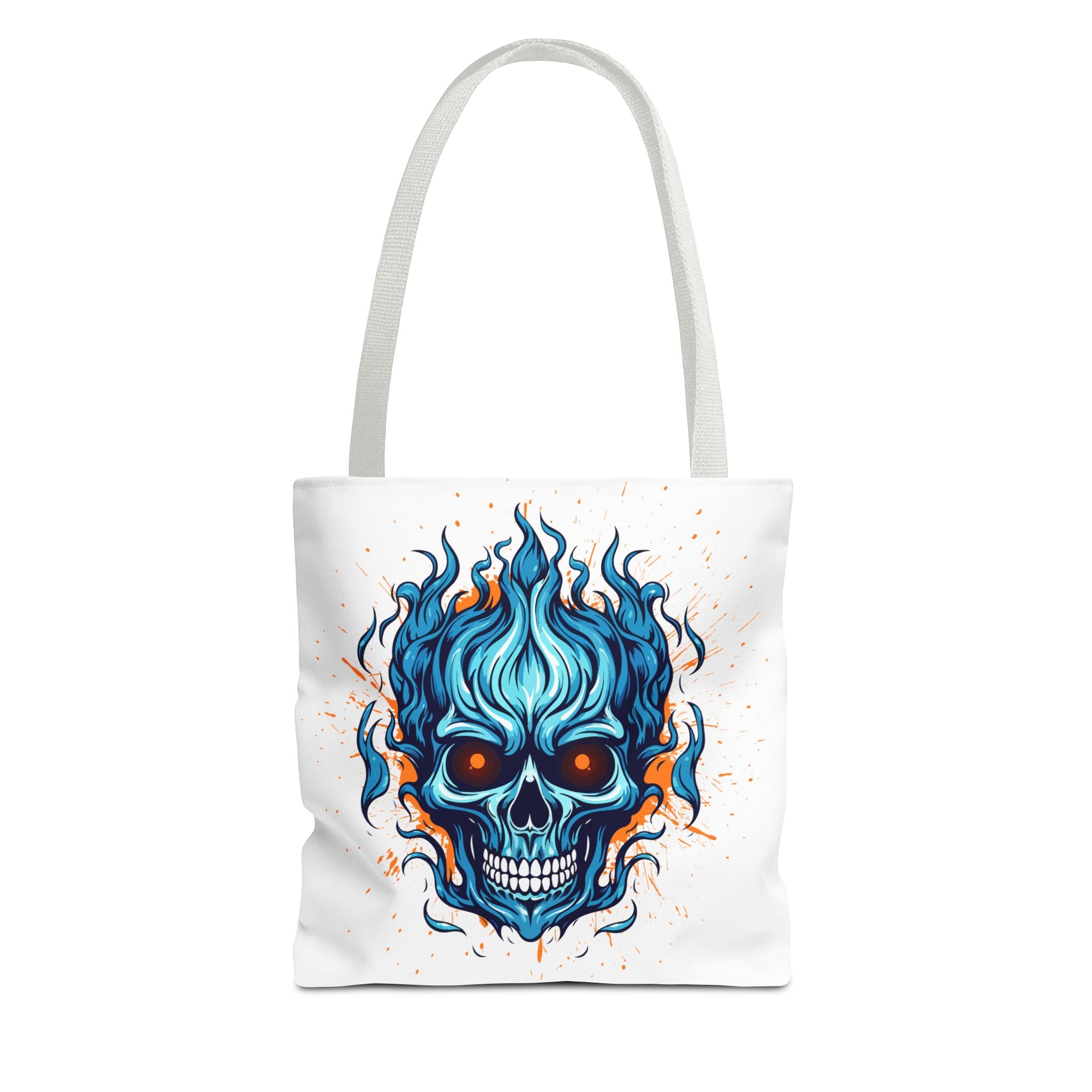 Skull Flame Tote Bag: Edgy Canvas Bag for Cosplay, Festivals, Shopping, Halloween, and Gift Purposes