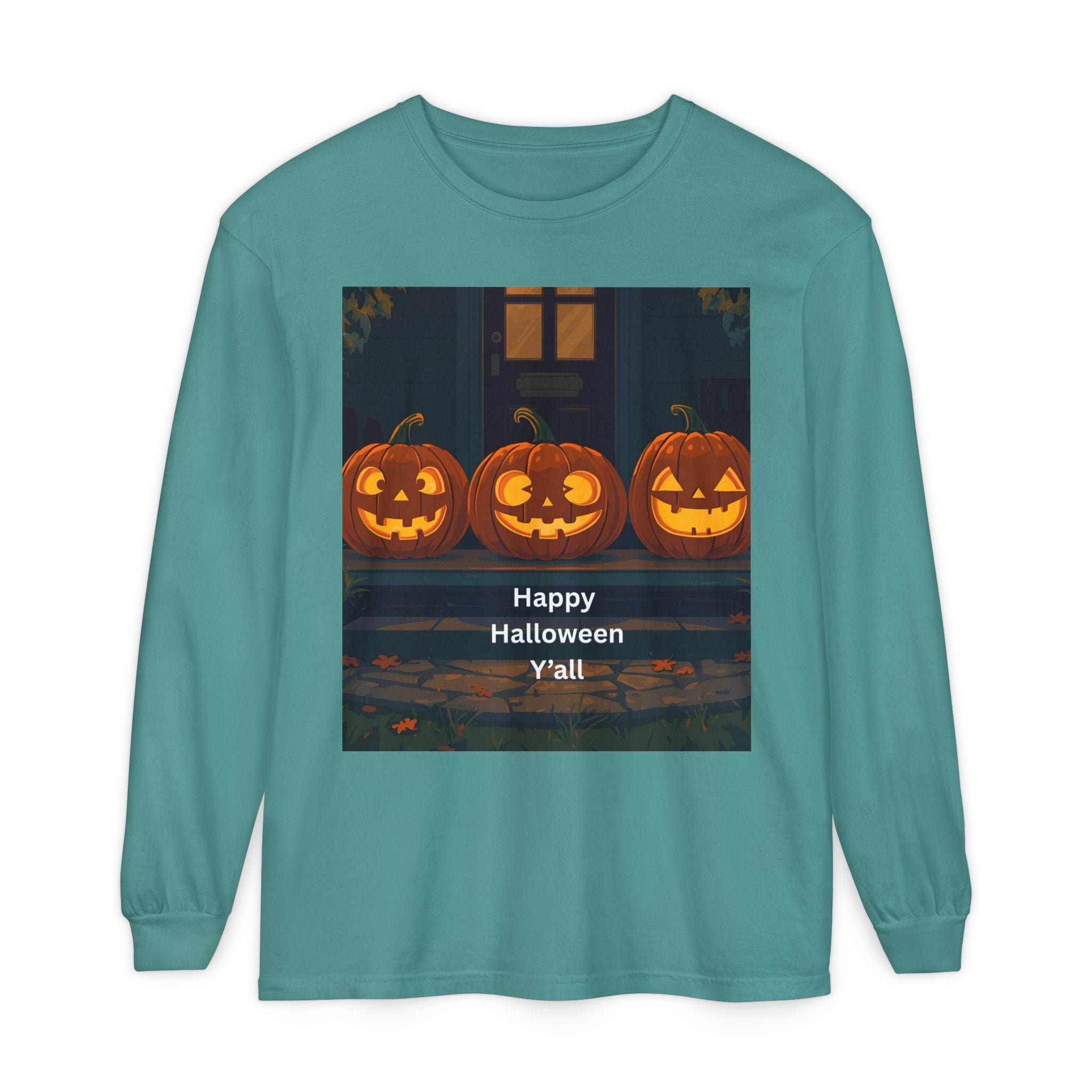 Halloween Pumpkin Long Sleeve T-Shirt, Fall Apparel, Comfortable Shirt, Unisex Halloween Tee, Seasonal Gift, Spooky Vibes