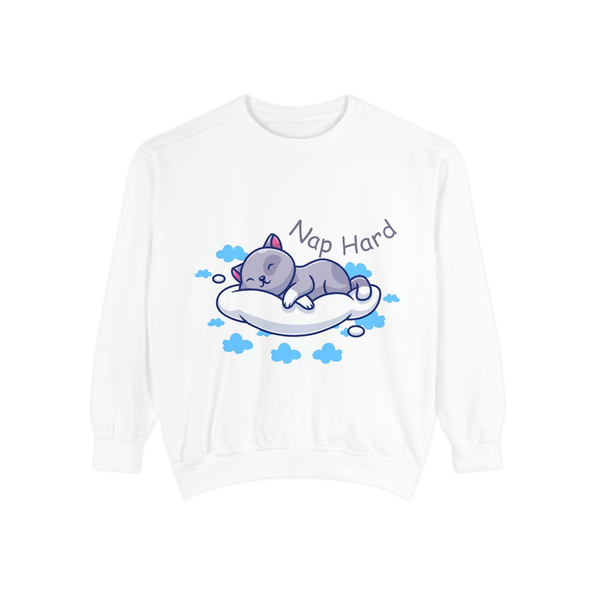 Cozy Cat Nap Hard Unisex Garment-Dyed Sweatshirt