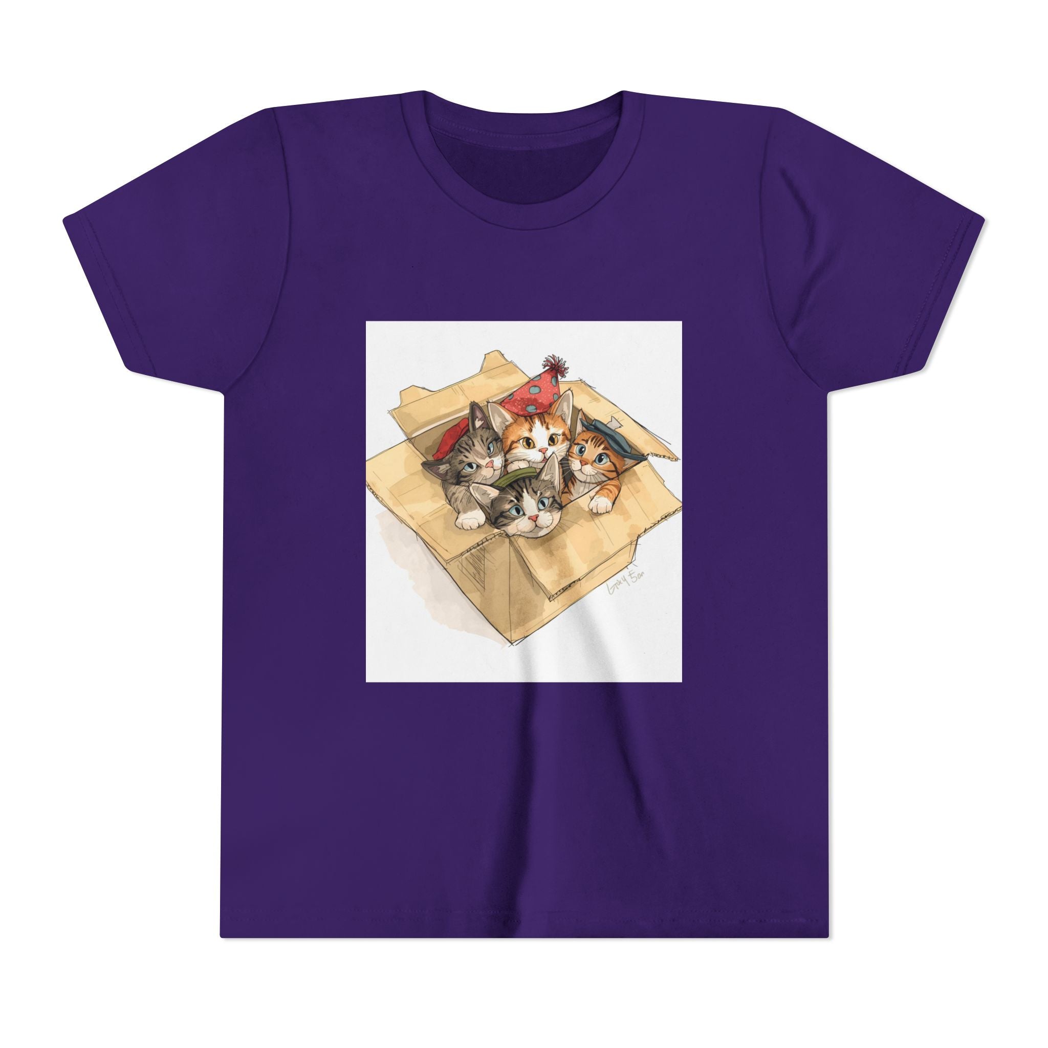 Cute Kittens In Box Youth Short Sleeve Tee