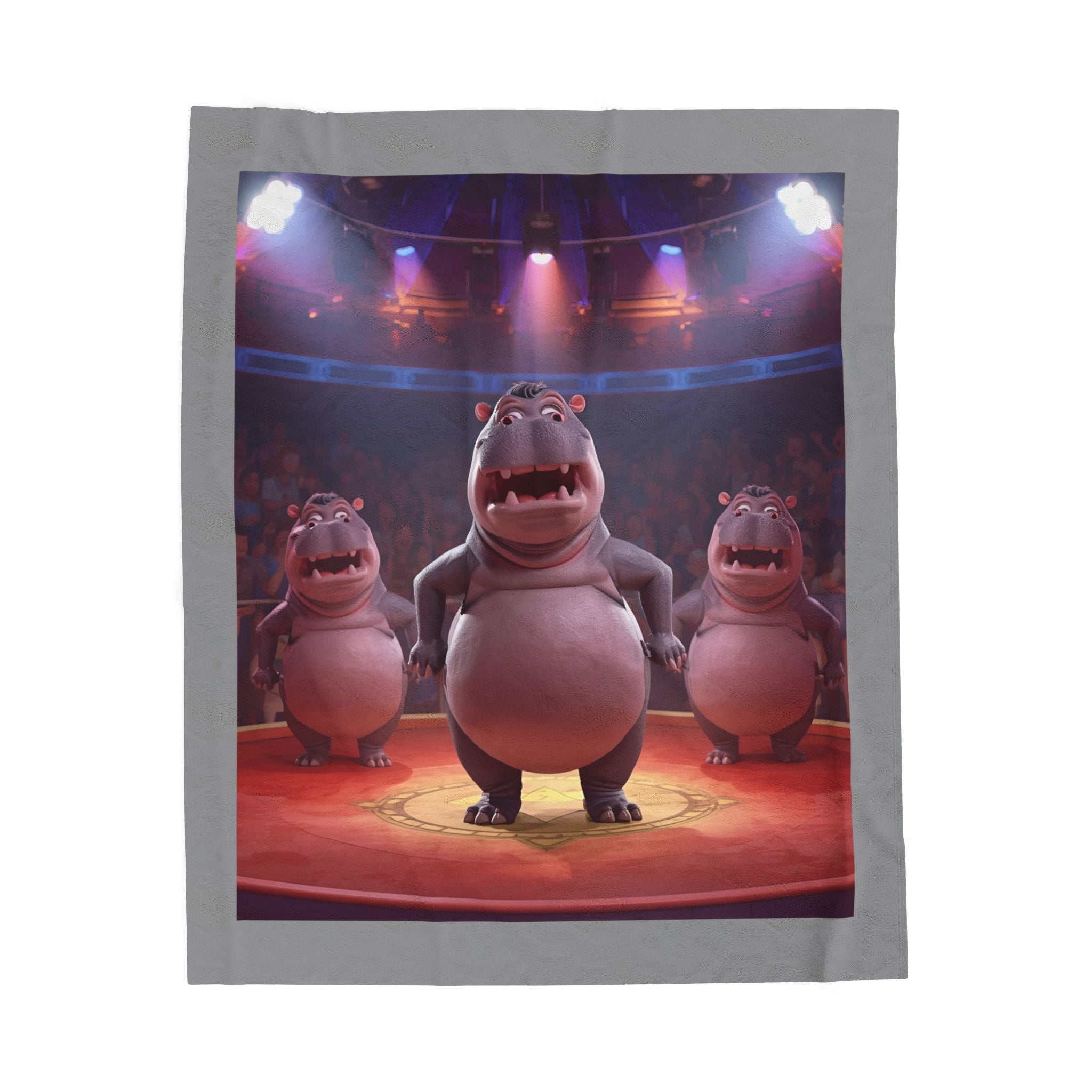 Hippo Showdown Velveteen Plush Blanket, Cozy Throw for Kids, Fun Home Decor, Animal Lovers Gift, Playroom Accessories