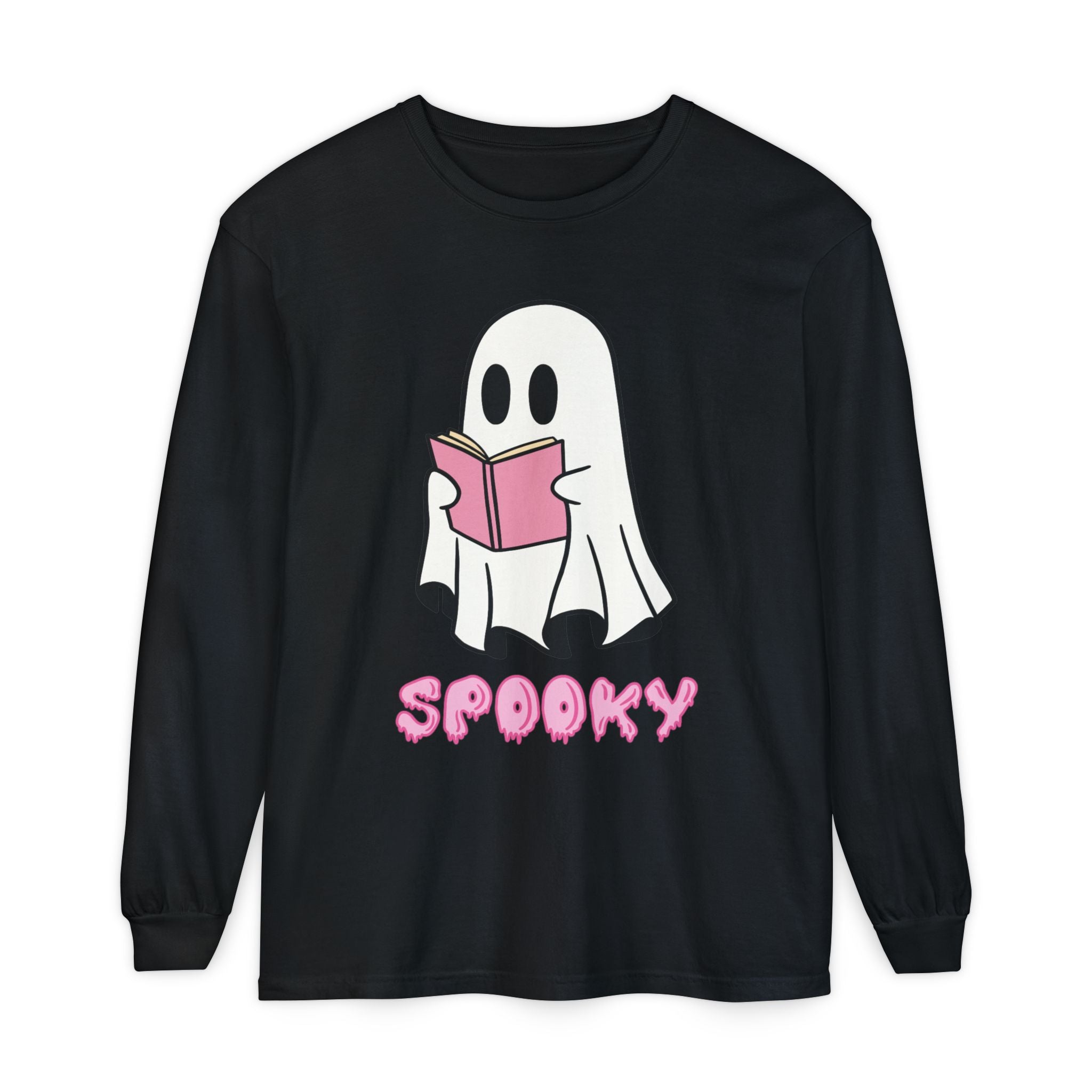 Spooky Ghost Long Sleeve T-Shirt, Halloween Shirt, Unisex Tee, Cozy Casual Apparel, Ghost Reading Book Design, Perfect for Fall [...]