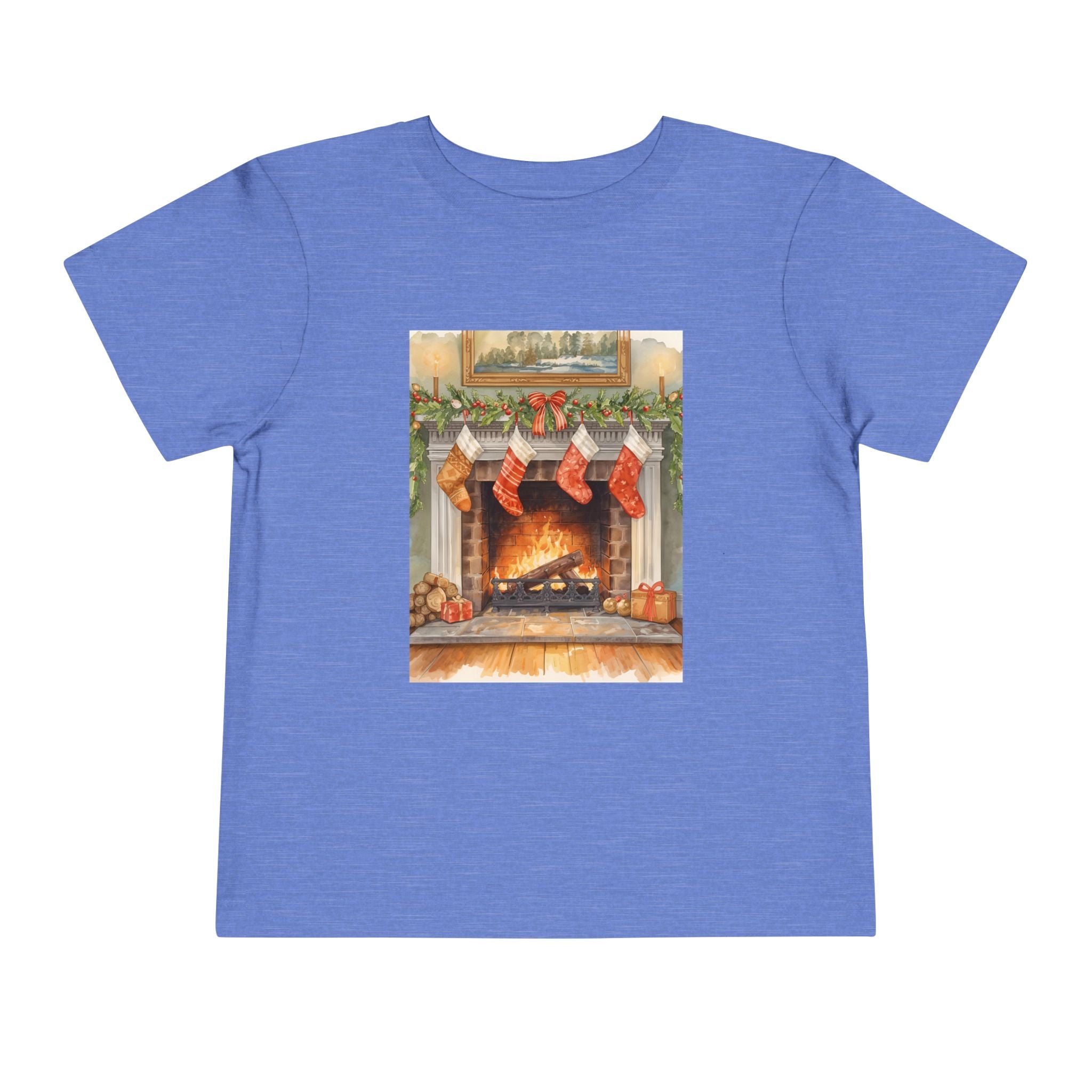 Christmas Stocking Fireplace Toddler Short Sleeve Tee