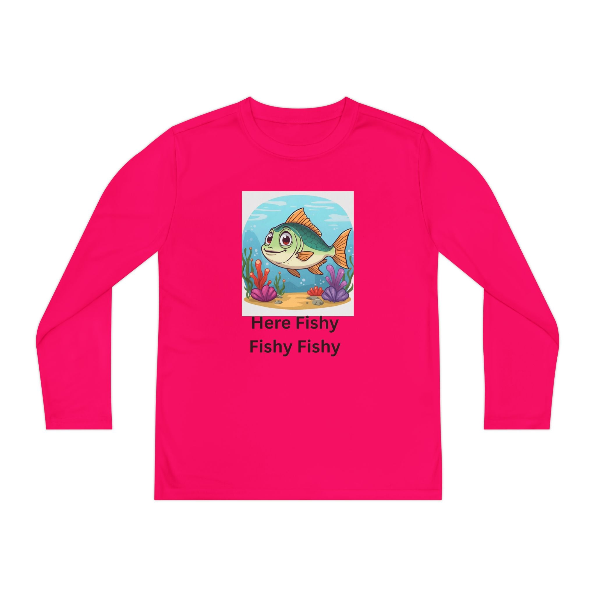 Here Fishy Fishy Fishy Youth Long Sleeve Competitor Tee
