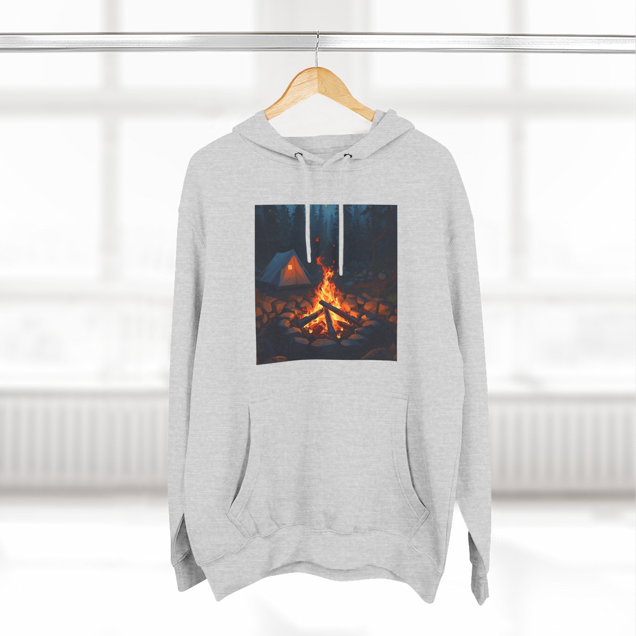 Cozy Campfire Fleece Hoodie, Outdoor Adventure Sweatshirt, Camping Gift, Warm Hoodie, Nature Lover Apparel