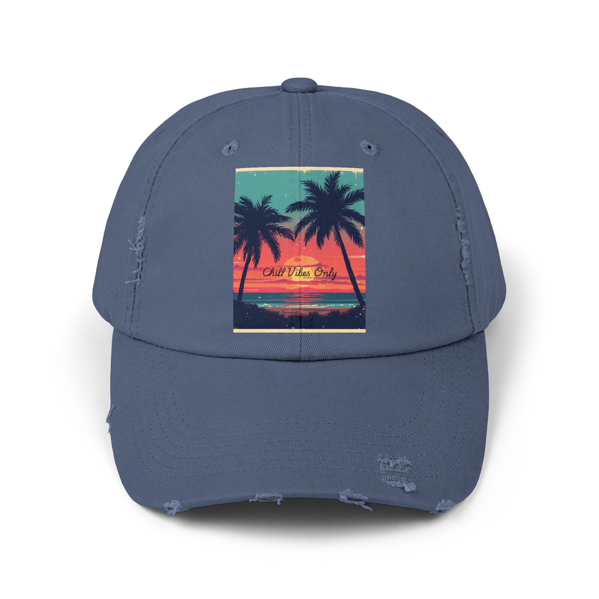 Tropical Sunset Unisex Distressed Cap
