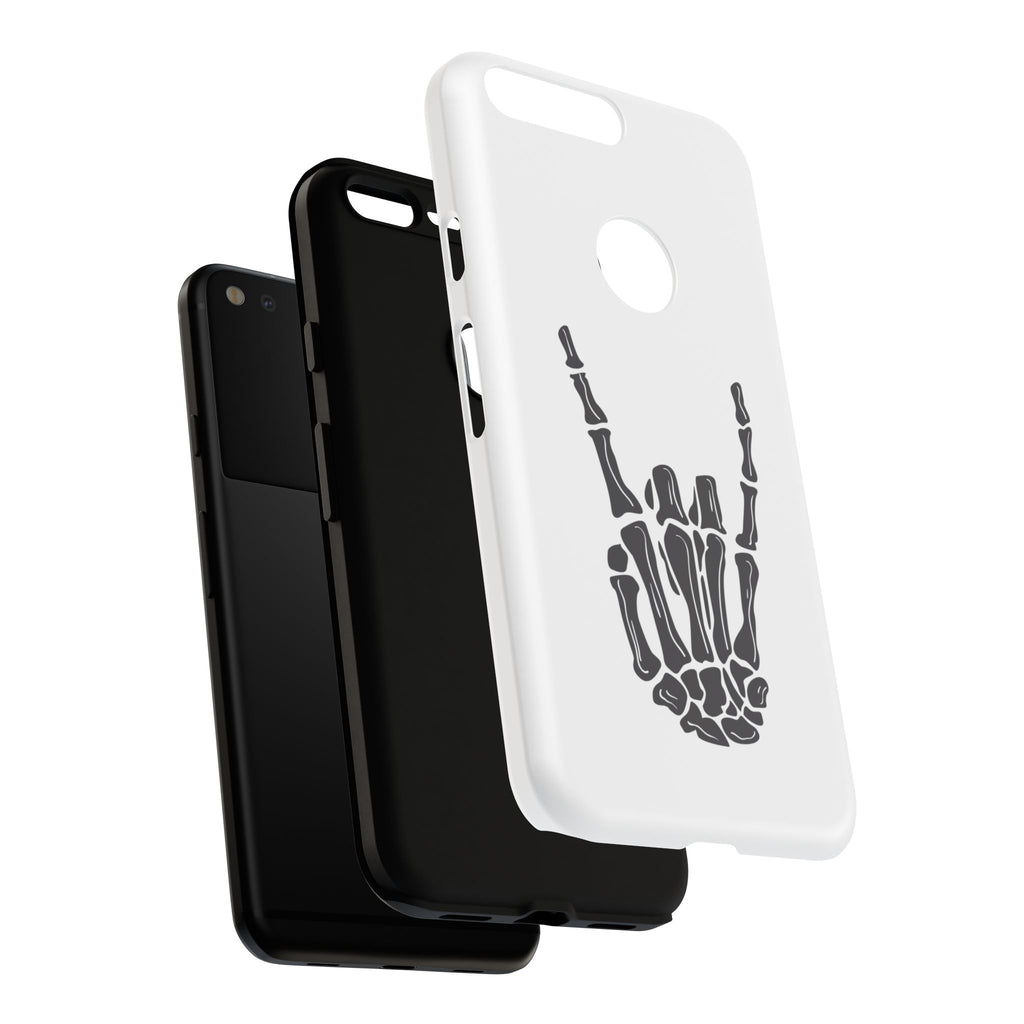 Rock On Skeleton Phone Case, Edgy Phone Cover, Tough Cases for Music Lovers, Halloween Accessories, Gifts for Him