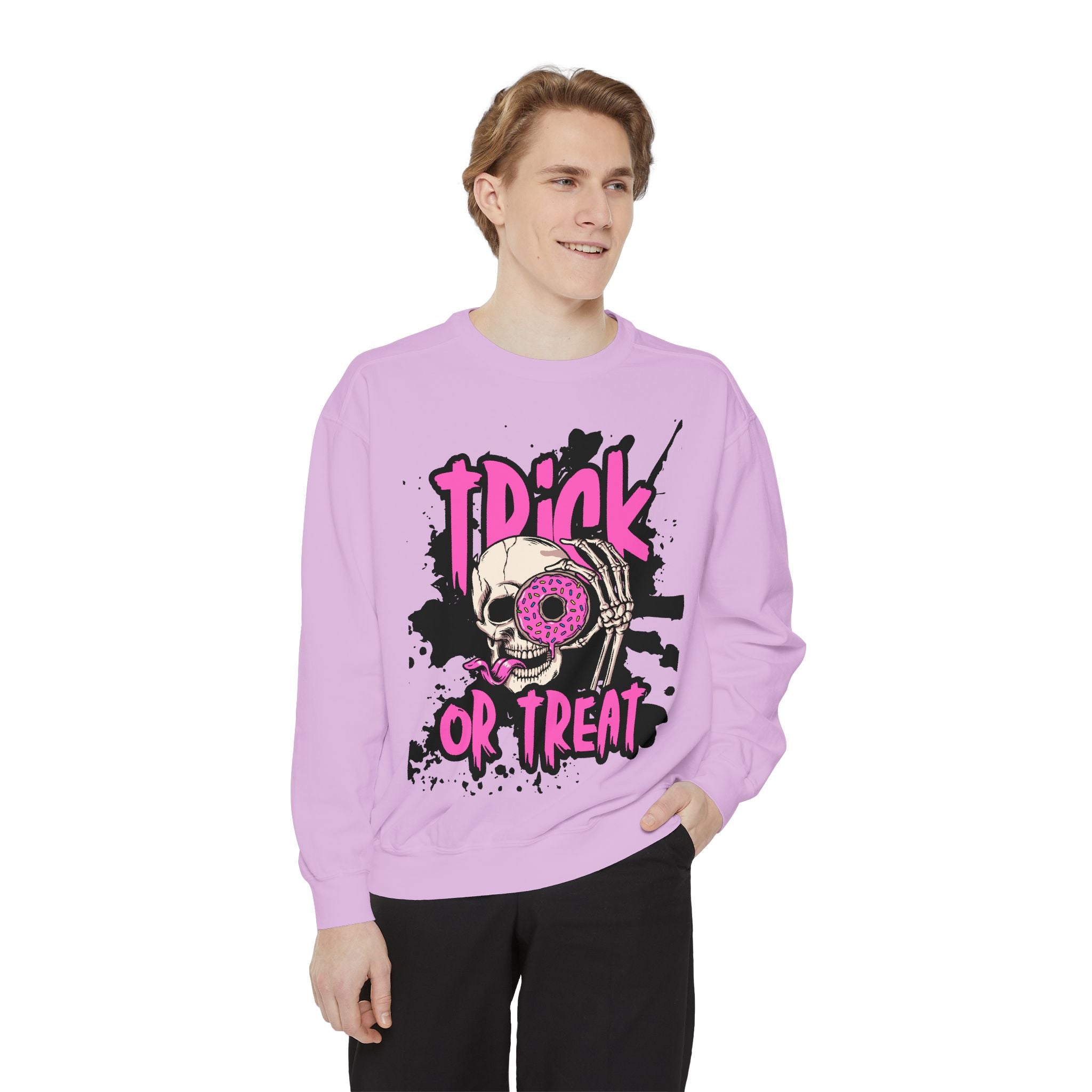 Trick or Treat Skull Unisex Garment-Dyed Sweatshirt