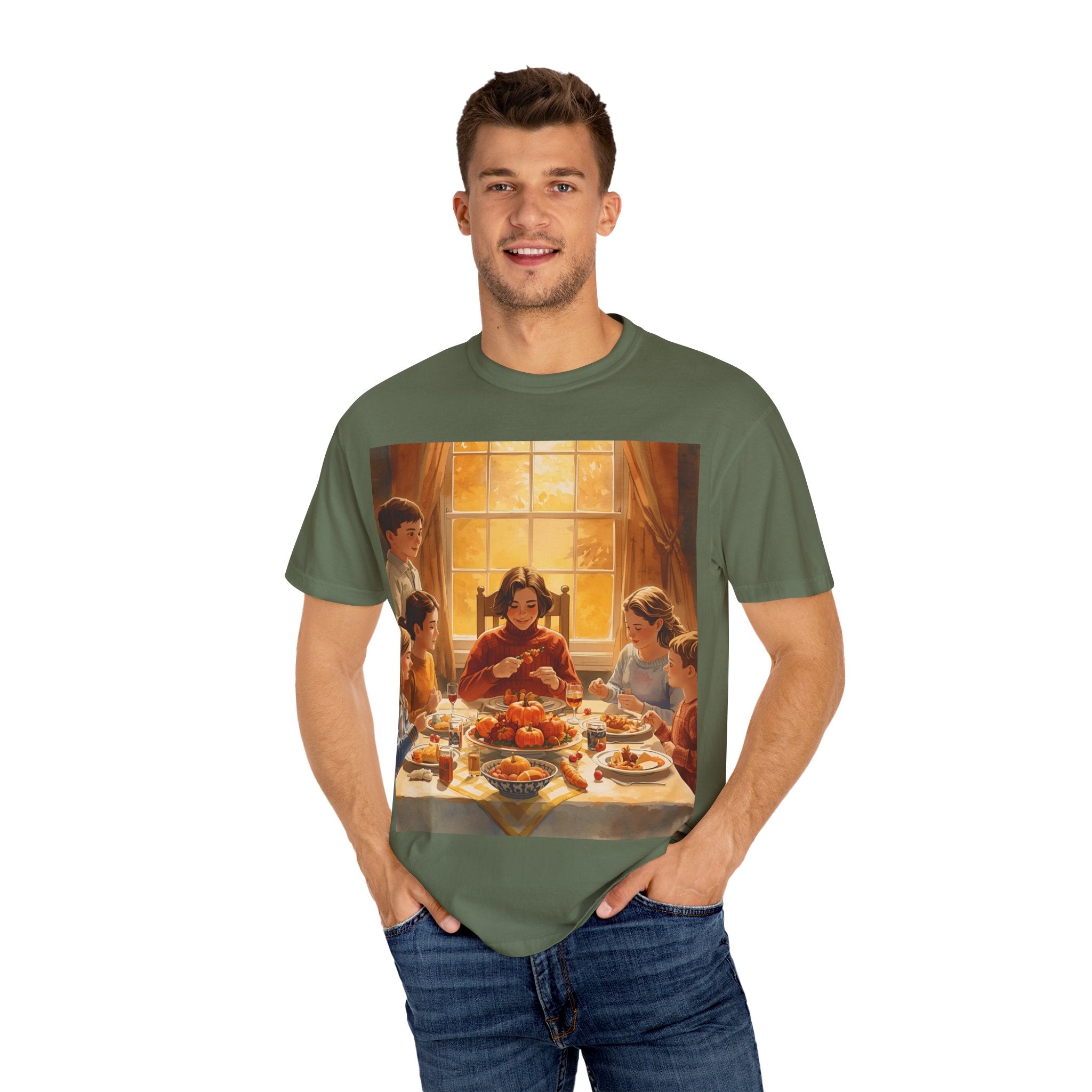 Thankful Family Dinner T-shirt, Unisex Tee, Fall Apparel, Cozy Top, Gift for Thanksgiving Lovers, Family Gathering Shirt
