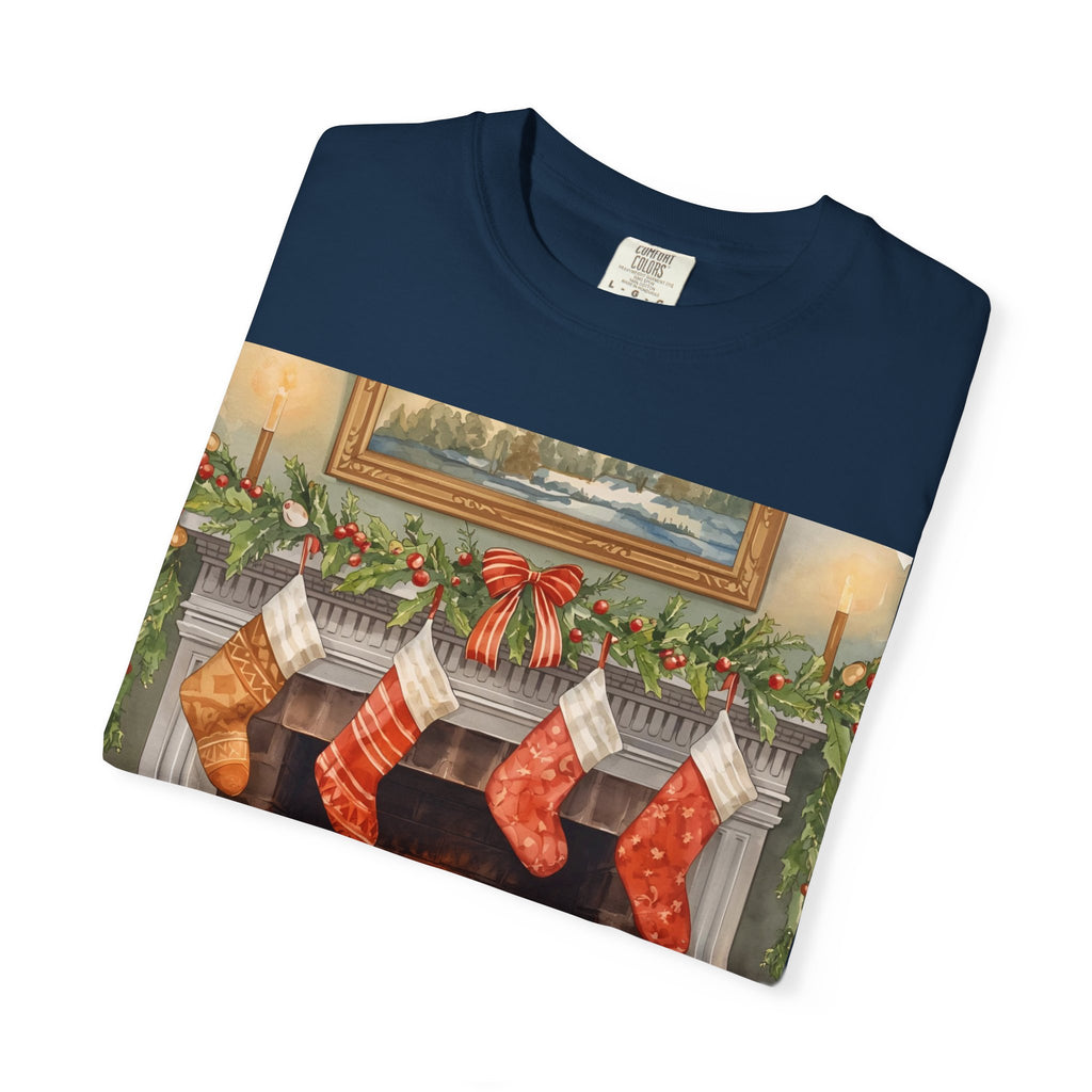 Cozy Christmas Fireplace T-Shirt | Unisex Holiday Tee | Gift for Him/Her | Festive Layering Top | Merry Christmas Apparel