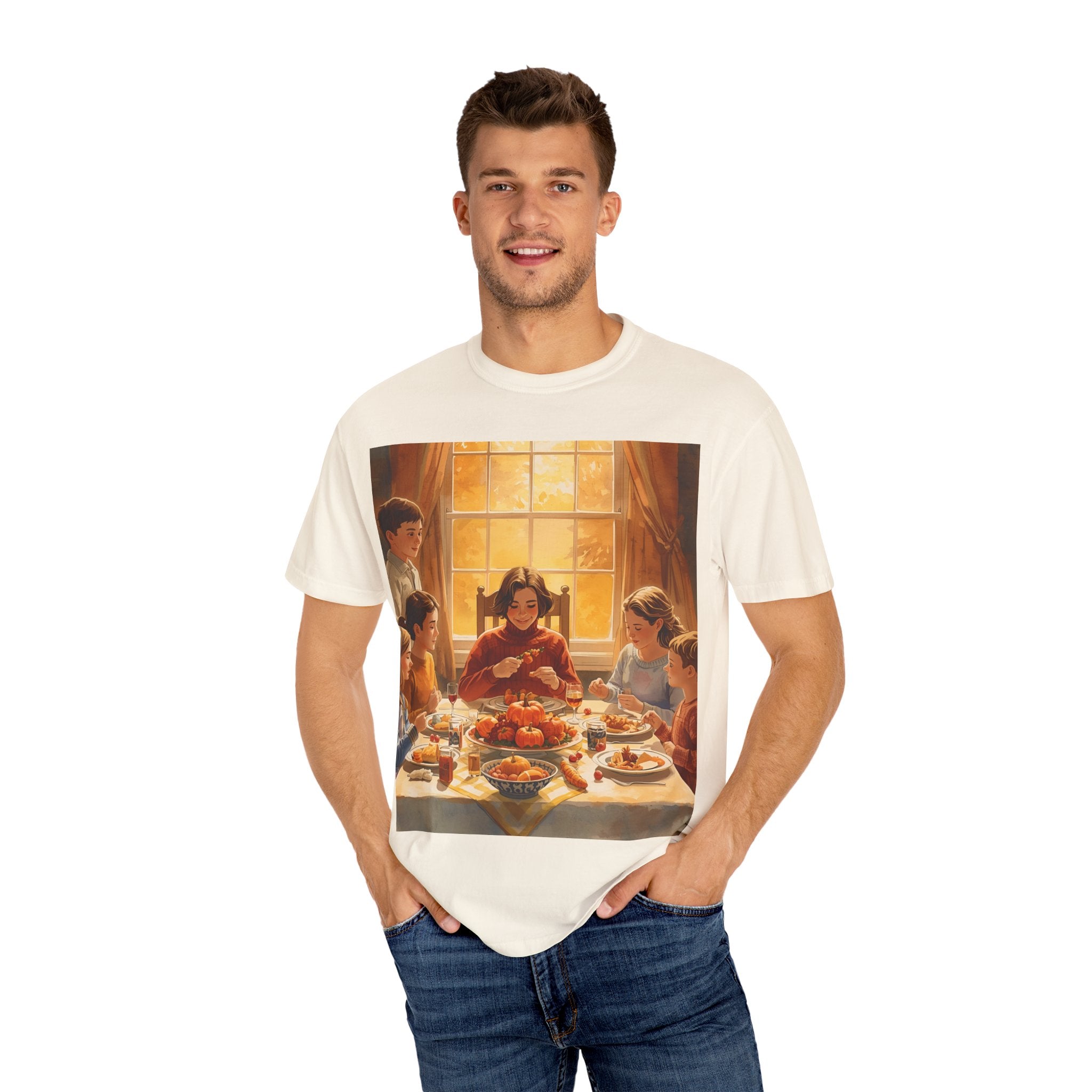 Thankful Family Dinner T-shirt, Unisex Tee, Fall Apparel, Cozy Top, Gift for Thanksgiving Lovers, Family Gathering Shirt