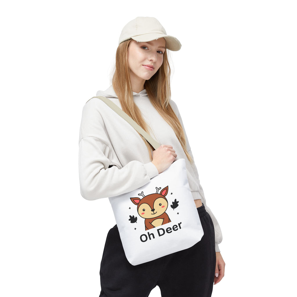 Oh Deer Cute Tote Bag - Forest Animal Lover Gift, Fun Shopper Bag, Eco-Friendly Tote, Animal Print Carryall, Unique Gift for Kids