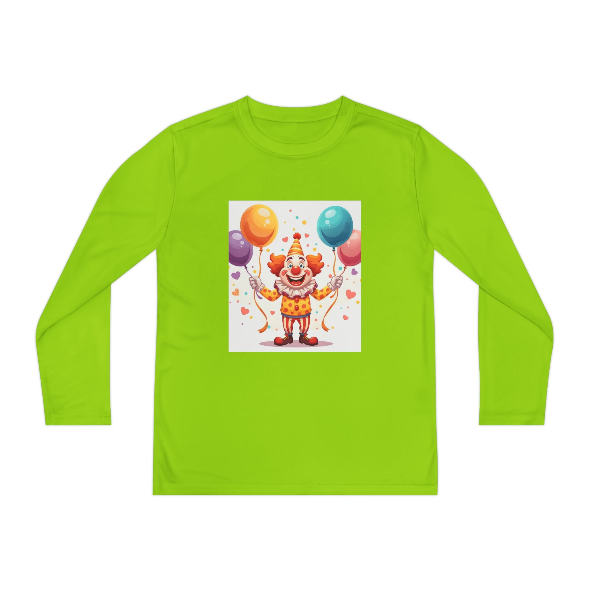 Birthday Clown With Balloons Youth Long Sleeve Competitor Tee