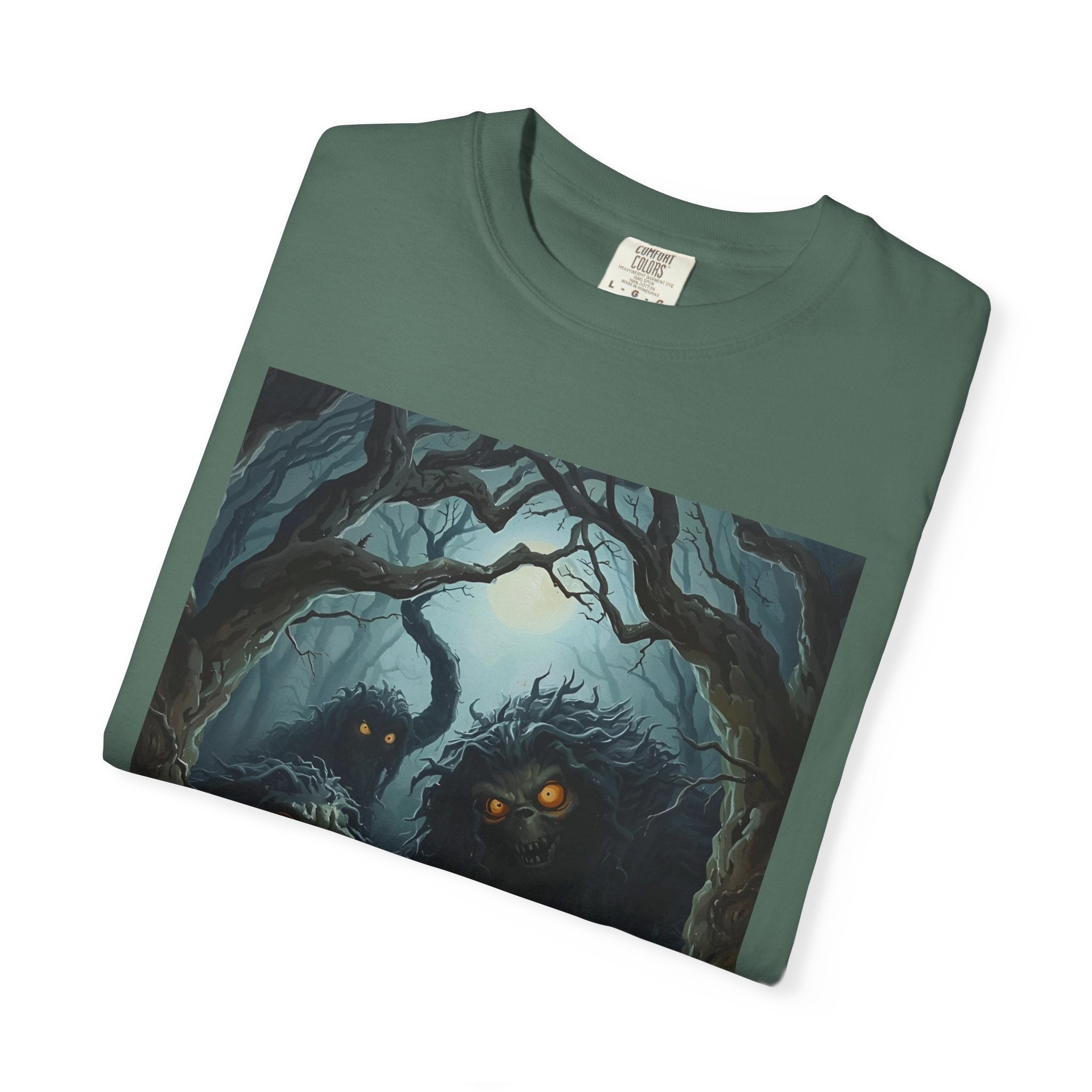 Spooky Mystical Forest T-Shirt | Unisex Garment-Dyed Tee for Nature Lovers | Perfect for Halloween, Casual Wear, Gift Idea