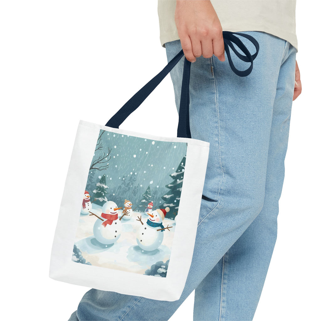 Christmas Winter Wonderland Tote Bag, Snowman Design, Holiday Shopping Bag, Christmas Gift, Reusable Eco Bag, Festive Accessory