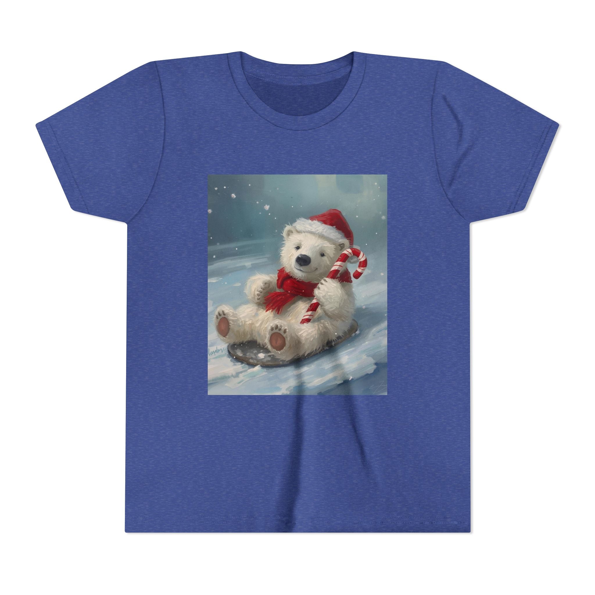 Cute Christmas Bear Youth Short Sleeve Tee