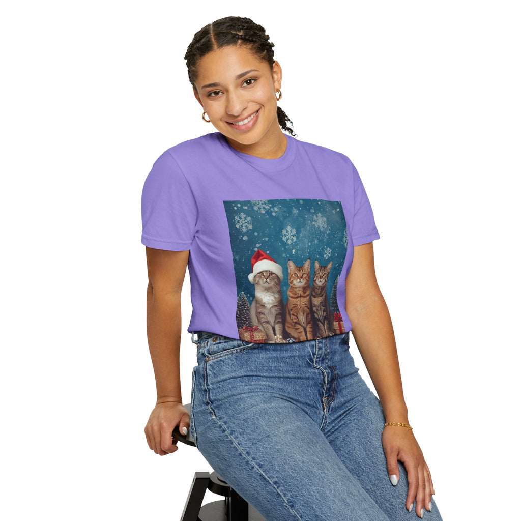 Cute Christmas Festive Cat Christmas T-Shirt, Holiday Shirt, Gift for Cat Lovers, Winter Apparel, Unisex Tee