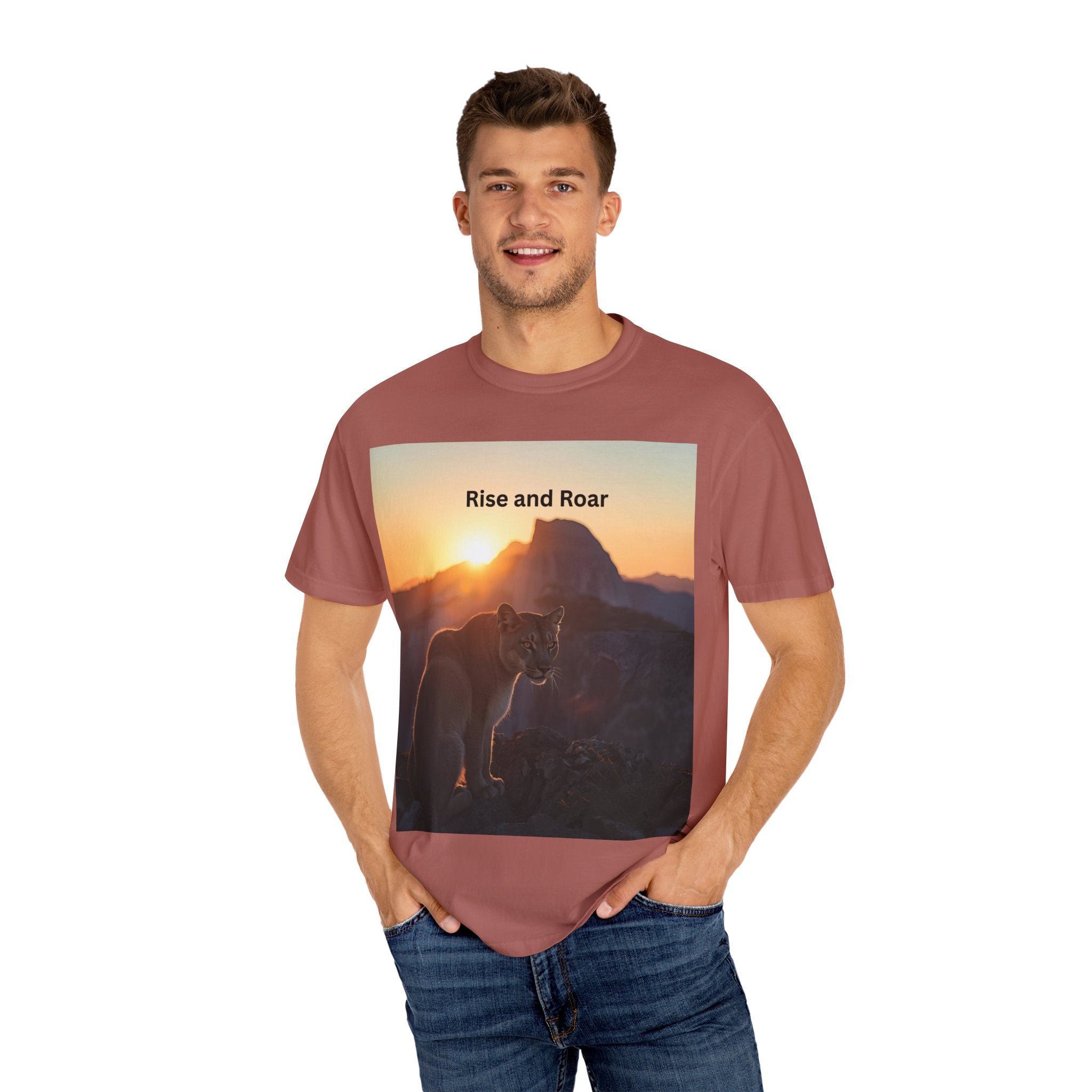 Rise And Roar Sunrise Mountain Lion T-Shirt, Rise and Roar Tee, Unisex Cotton Shirt, Graphic Tee for Nature Lovers, Adventure Apparel, Gifts for [...]