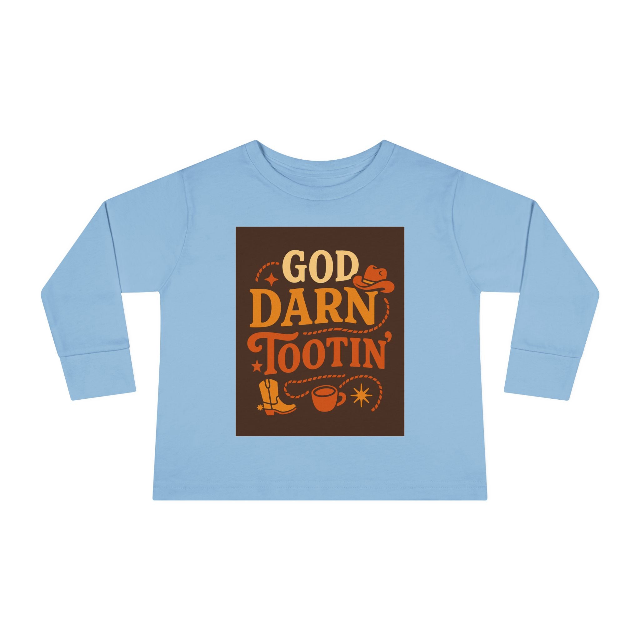 God Darn Tootin Toddler Long Sleeve Tee with Fun Western Print - Perfect for Kids, Gifts, Birthdays, Family Outings, or Playdates