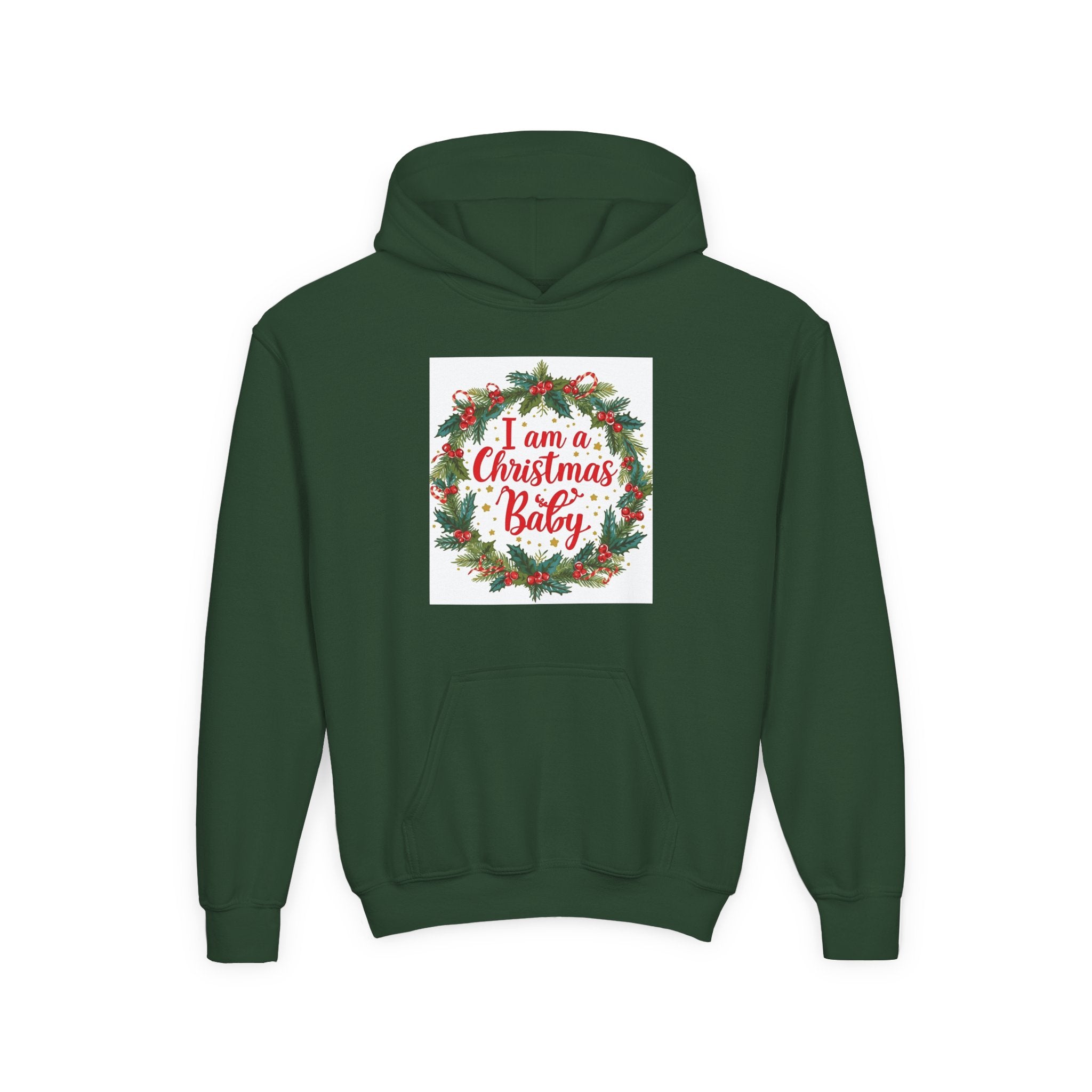 I Am A Christmas Baby Youth Heavy Blend Hooded Sweatshirt
