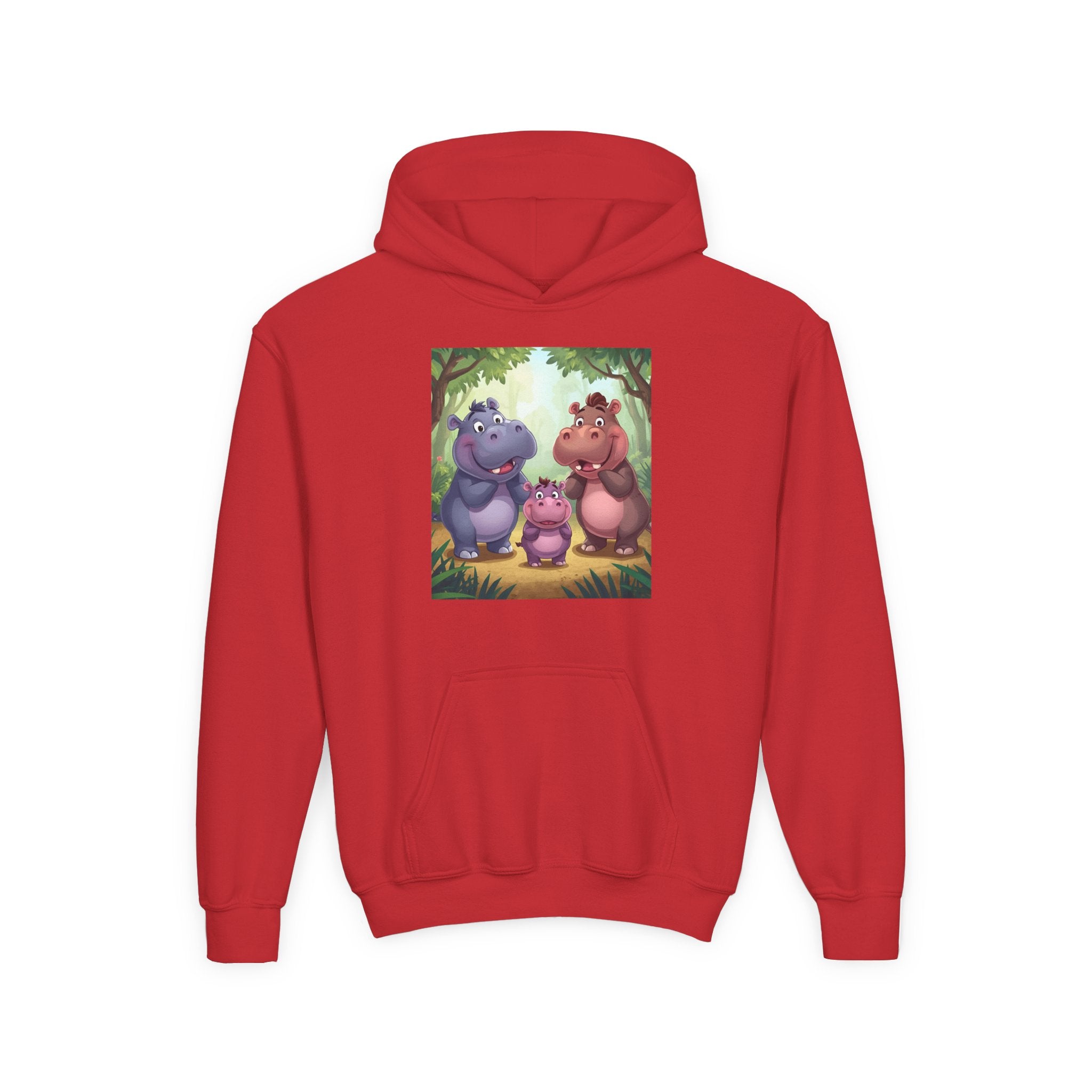 Hippo Cute Youth Heavy Blend Hooded Sweatshirt