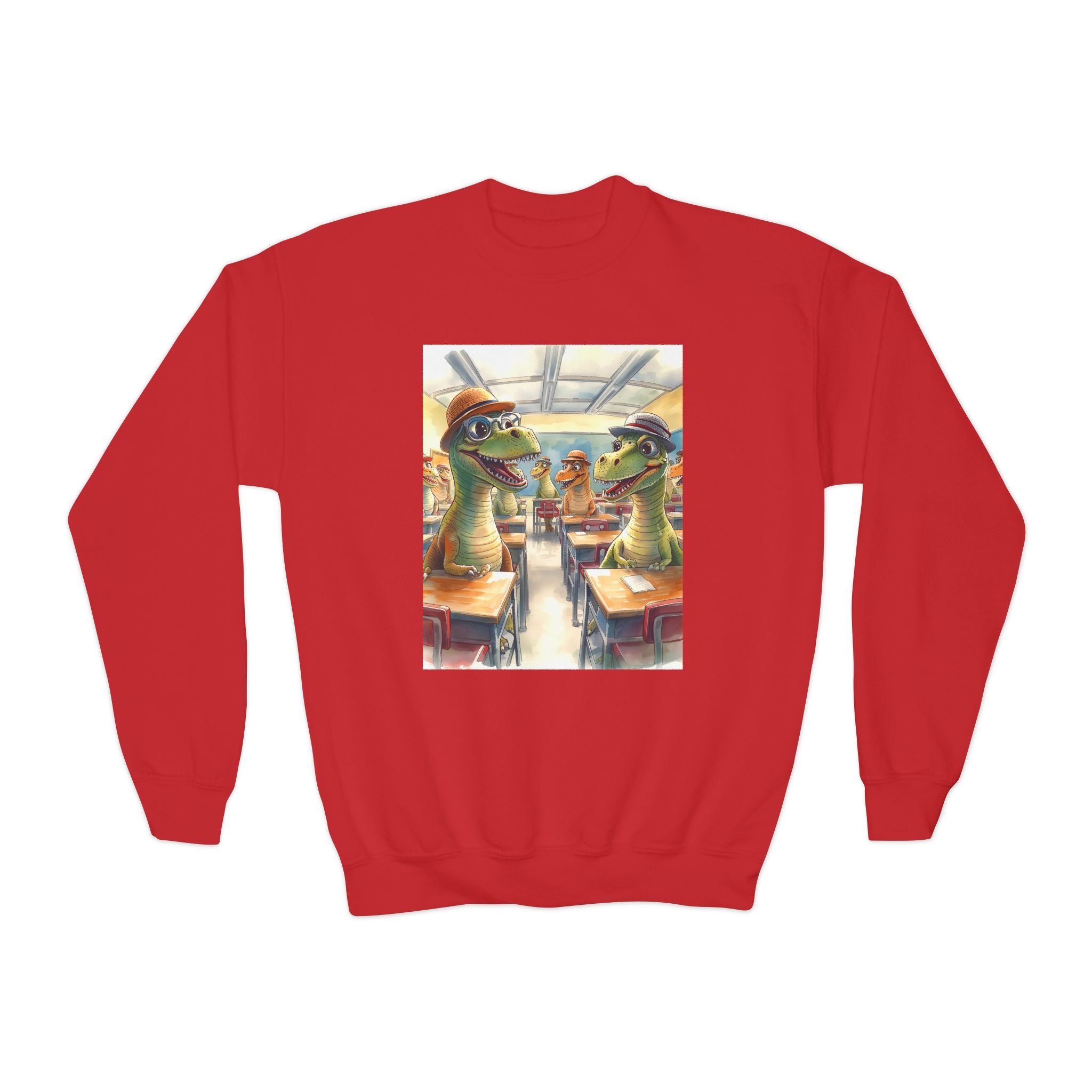 Dinosaur Classroom Youth Crewneck Sweatshirt, Fun Sweater for Kids, Perfect for Birthdays, School Events, Halloween, Unique Gift Idea