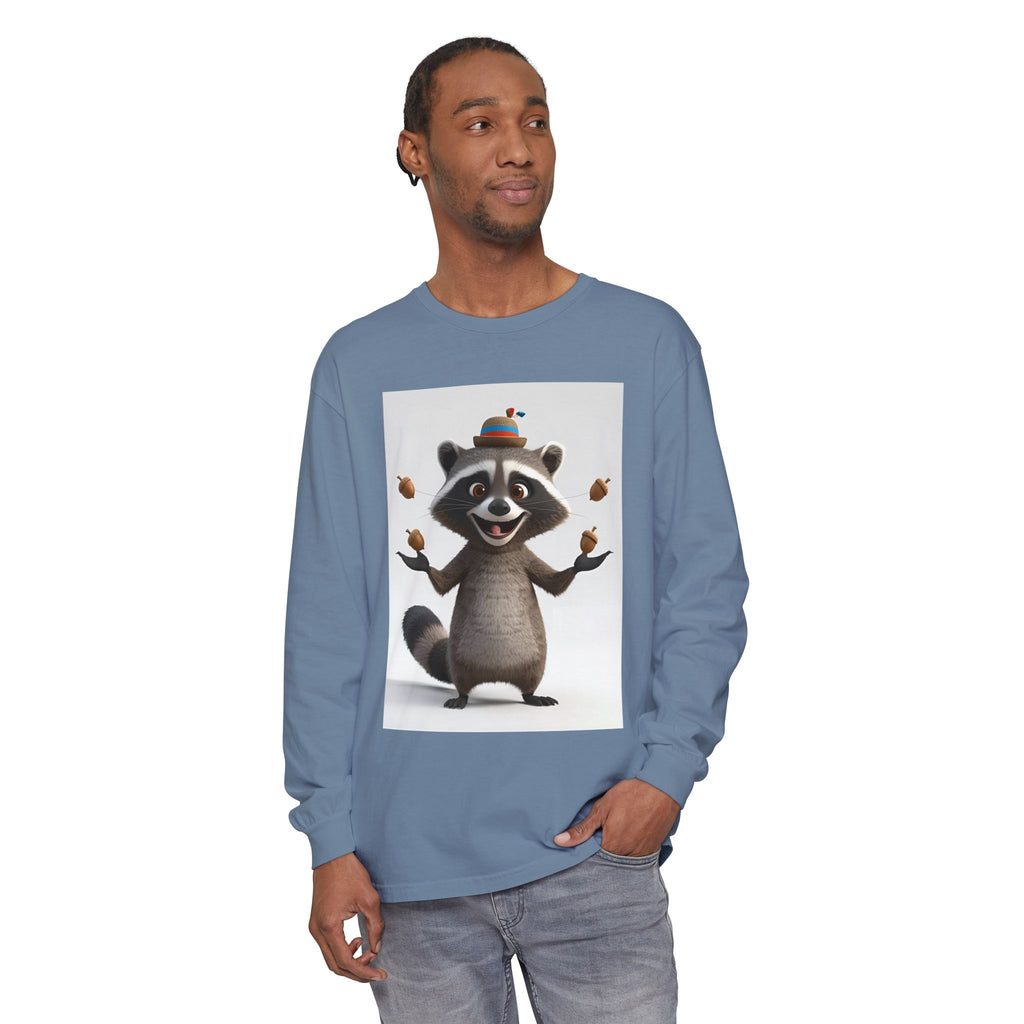 Raccoon Unisex Garment-dyed Long Sleeve T-Shirt