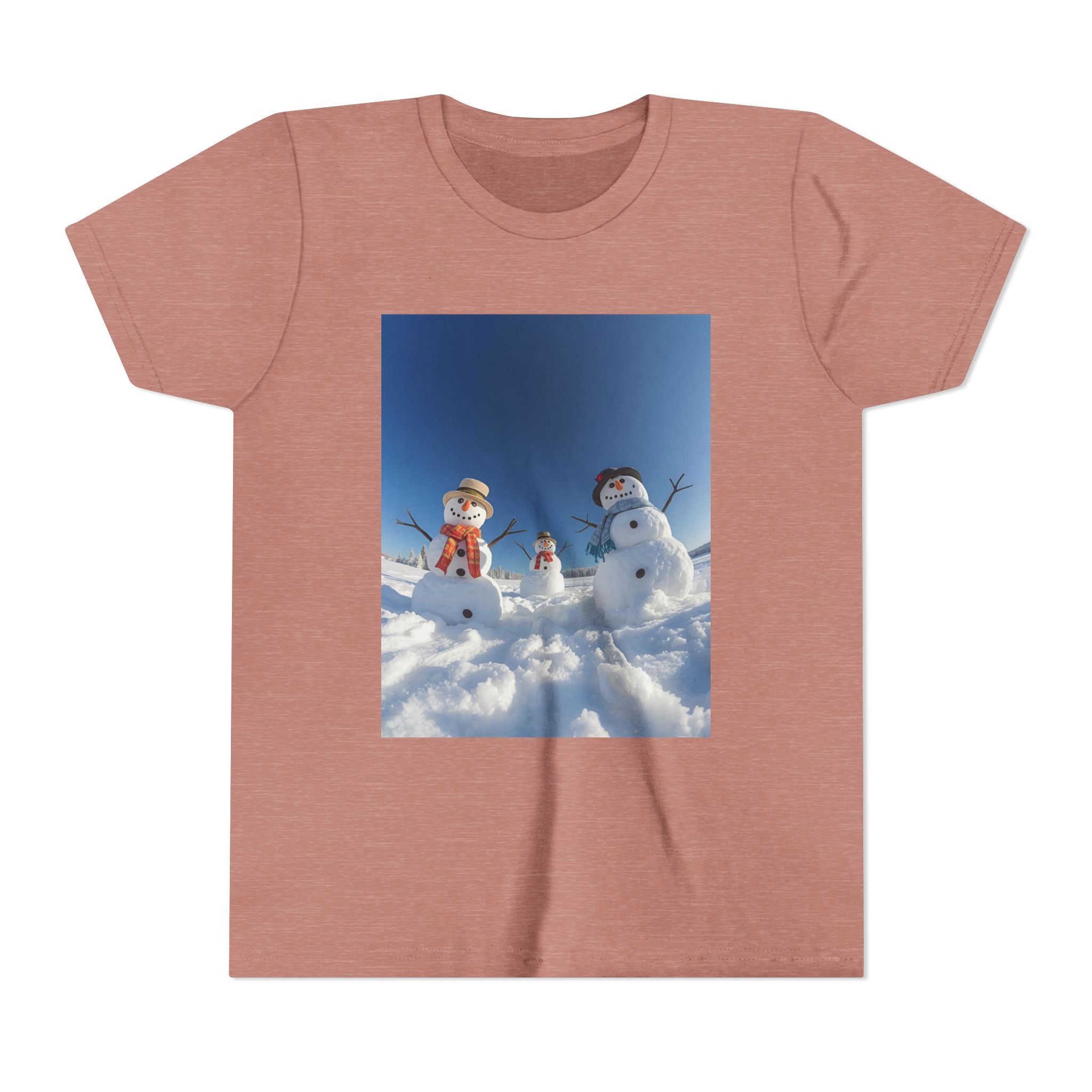 Festive Christmas Snowman Family Youth Short Sleeve Tee