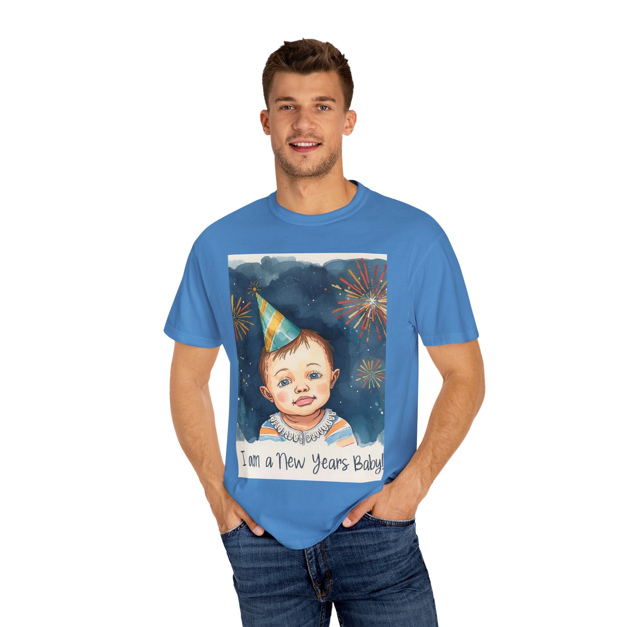 New Year's Baby T-Shirt, Unisex Garment-Dyed Tee, Cute Holiday Shirt, Baby Celebration Apparel, Party Outfit, New Year Gift
