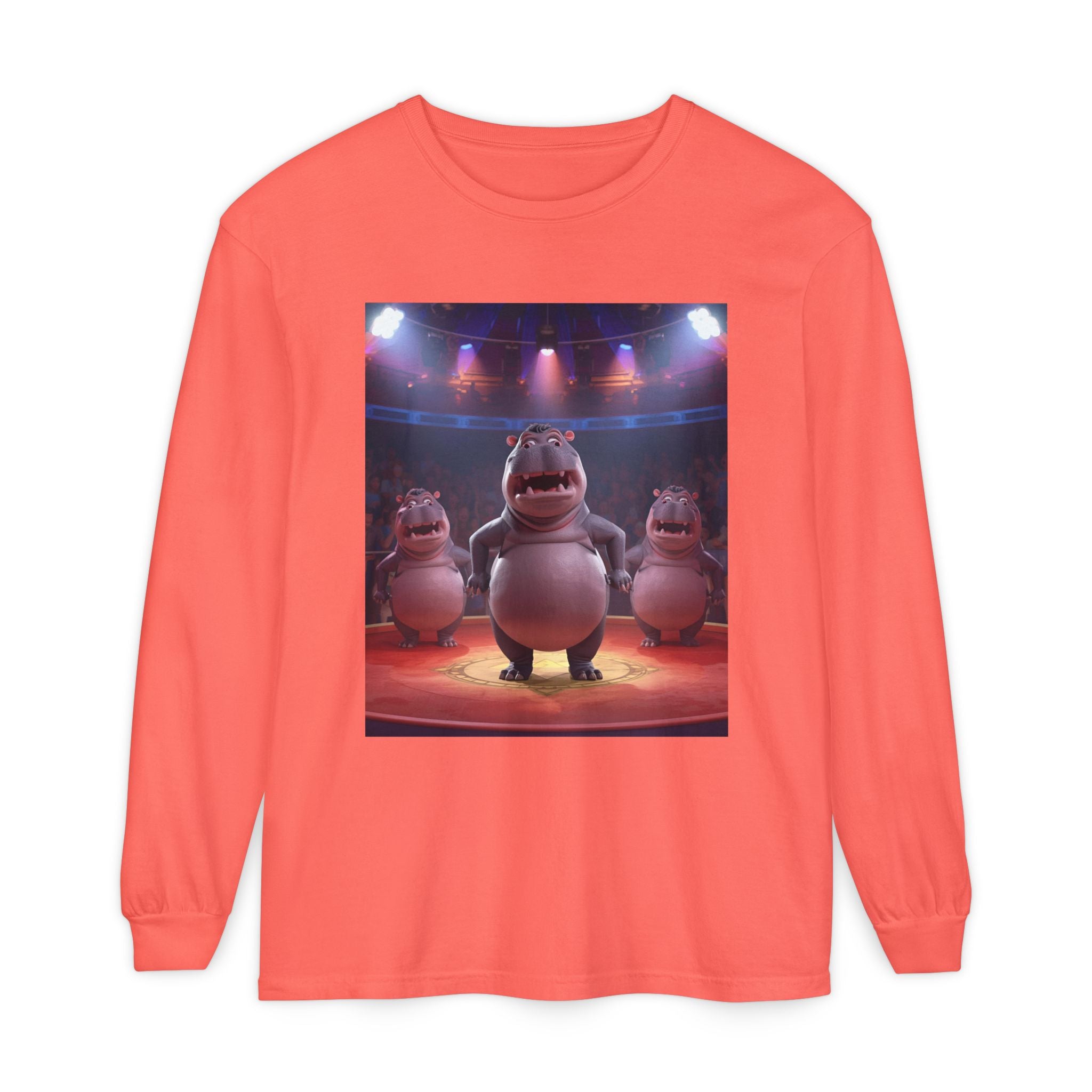 Hippo Funny Unisex Garment-dyed Long Sleeve T-Shirt