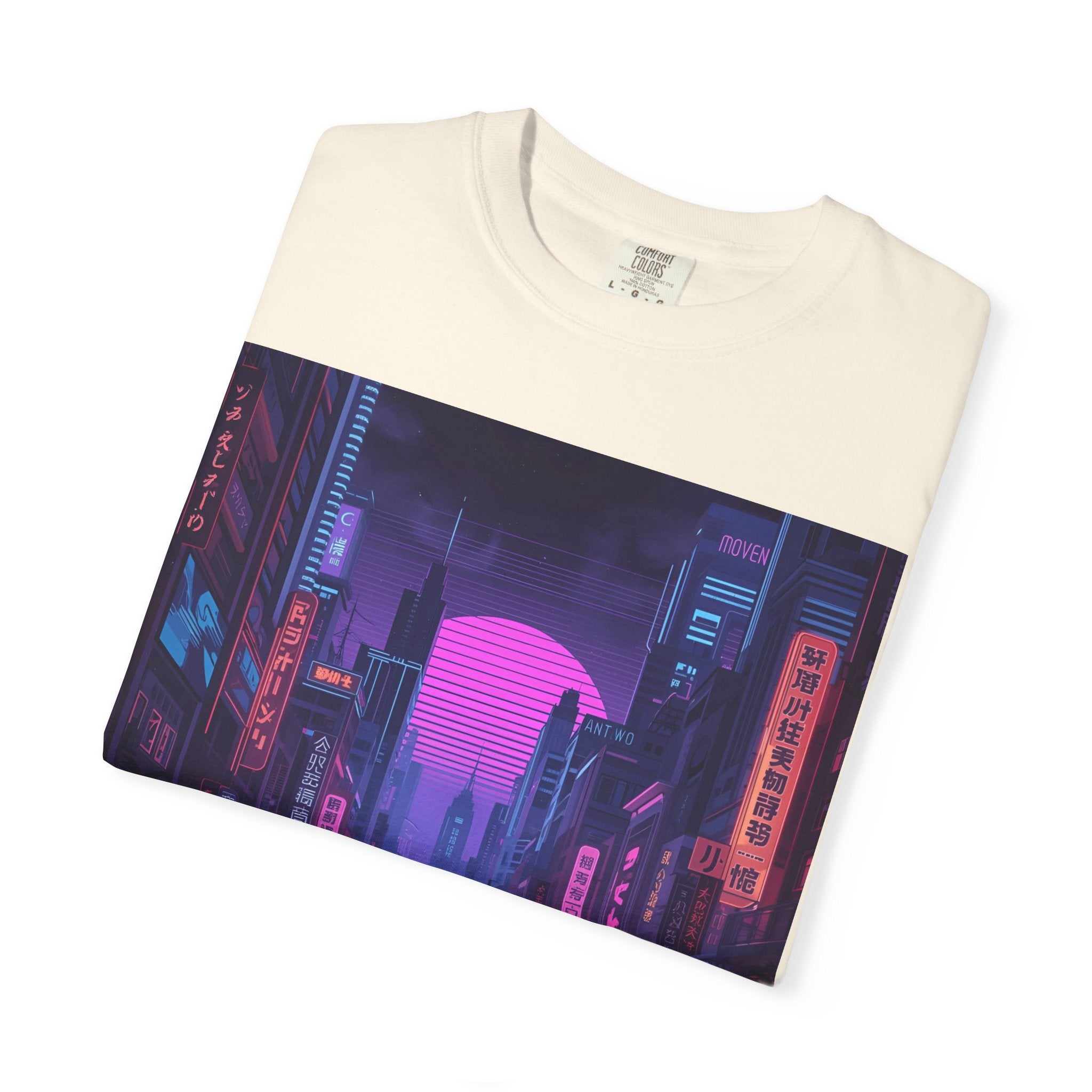 Futuristic Neon Cityscape T-Shirt, Retro Graphic Tee, Unisex Streetwear, Urban Vibe Shirt, Gift for Gamers, Summer Outfit