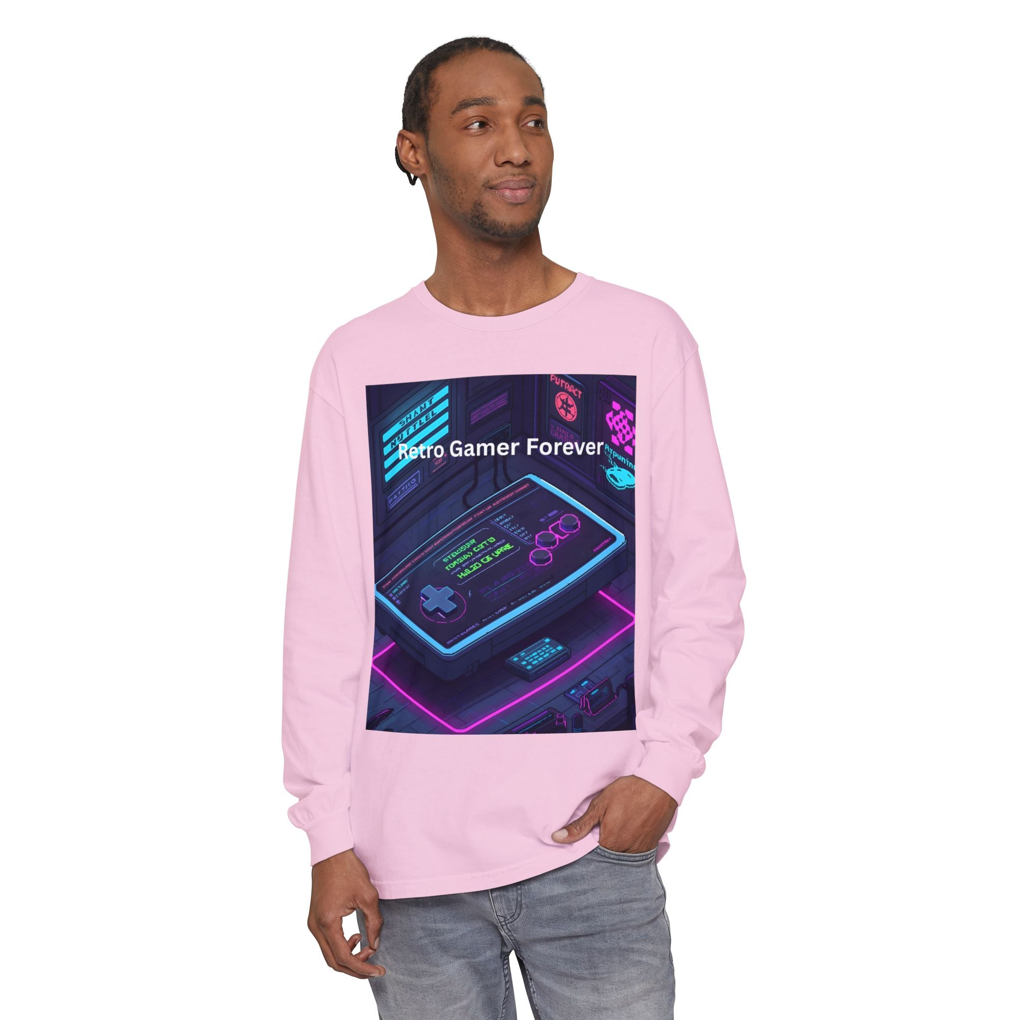 Retro Game Controller Unisex Garment-dyed Long Sleeve T-Shirt