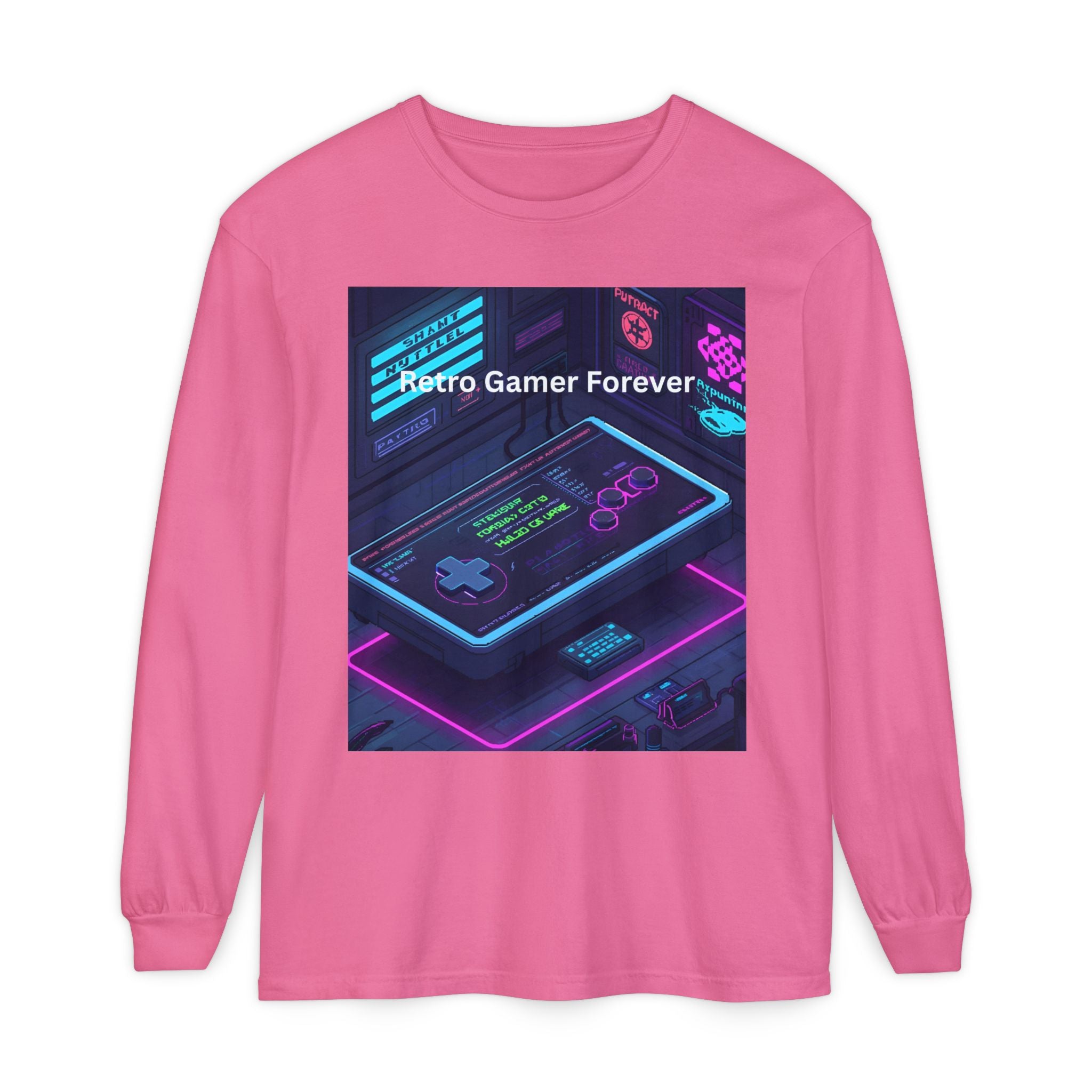 Retro Game Controller Unisex Garment-dyed Long Sleeve T-Shirt