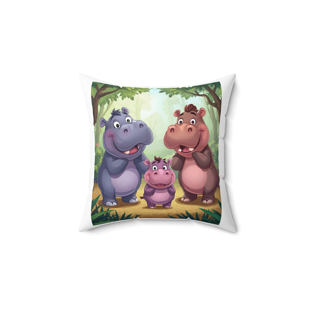 Hippo Spun Polyester Square Pillow