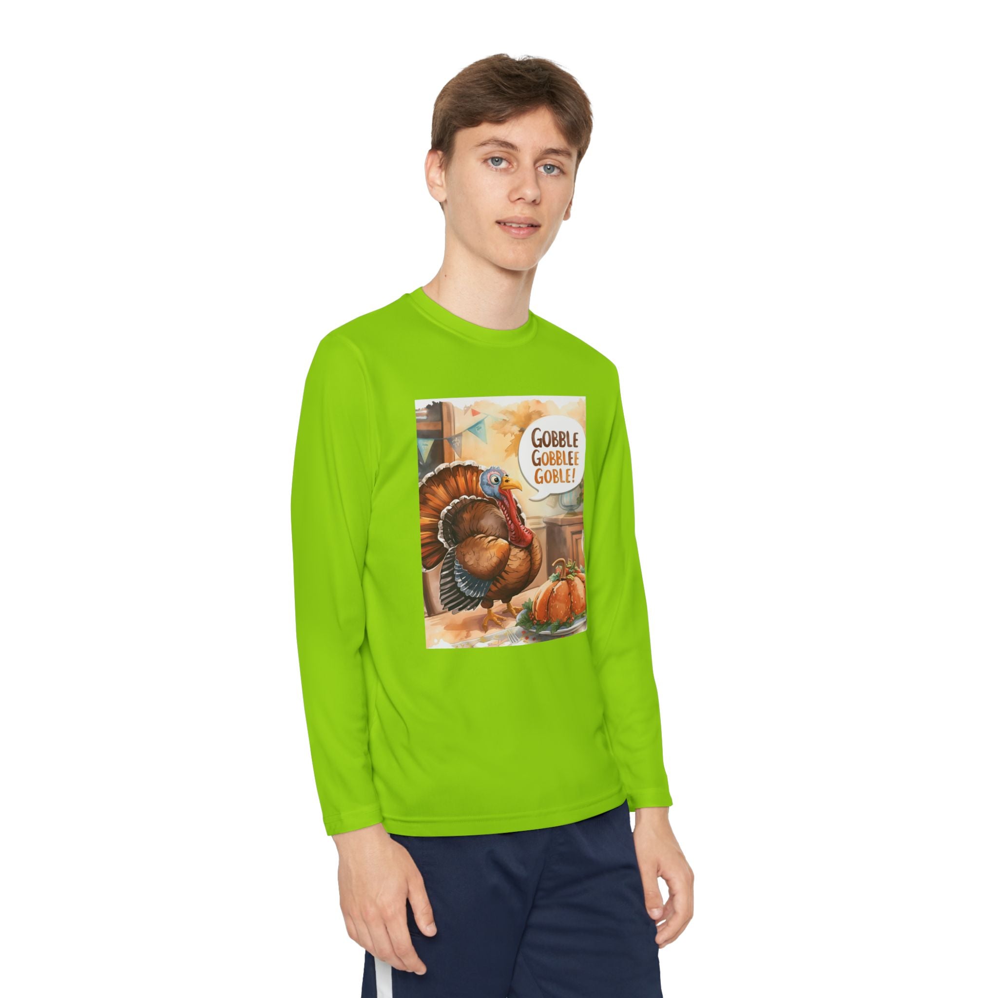 Thanksgiving Turkey Youth Long Sleeve Competitor Tee