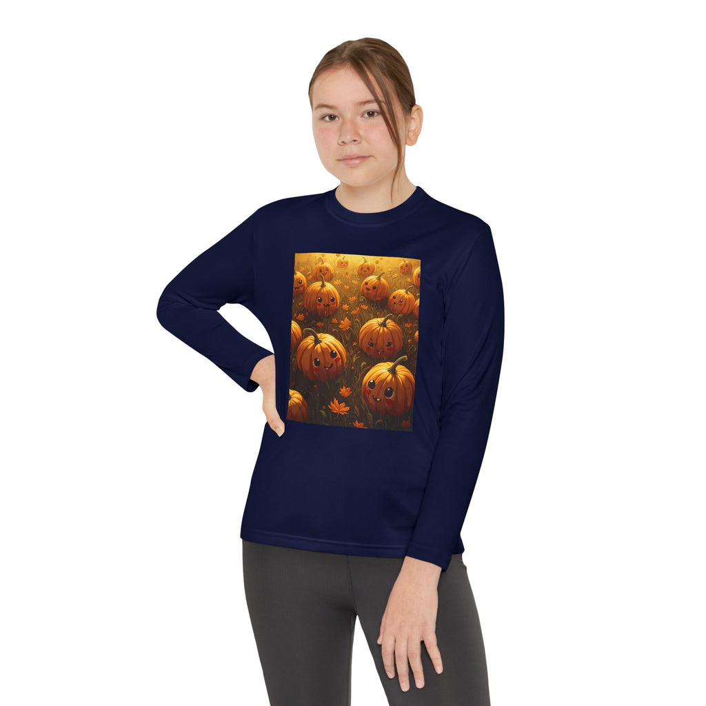 Happy Halloween Pumpkin Youth Long Sleeve Competitor Tee