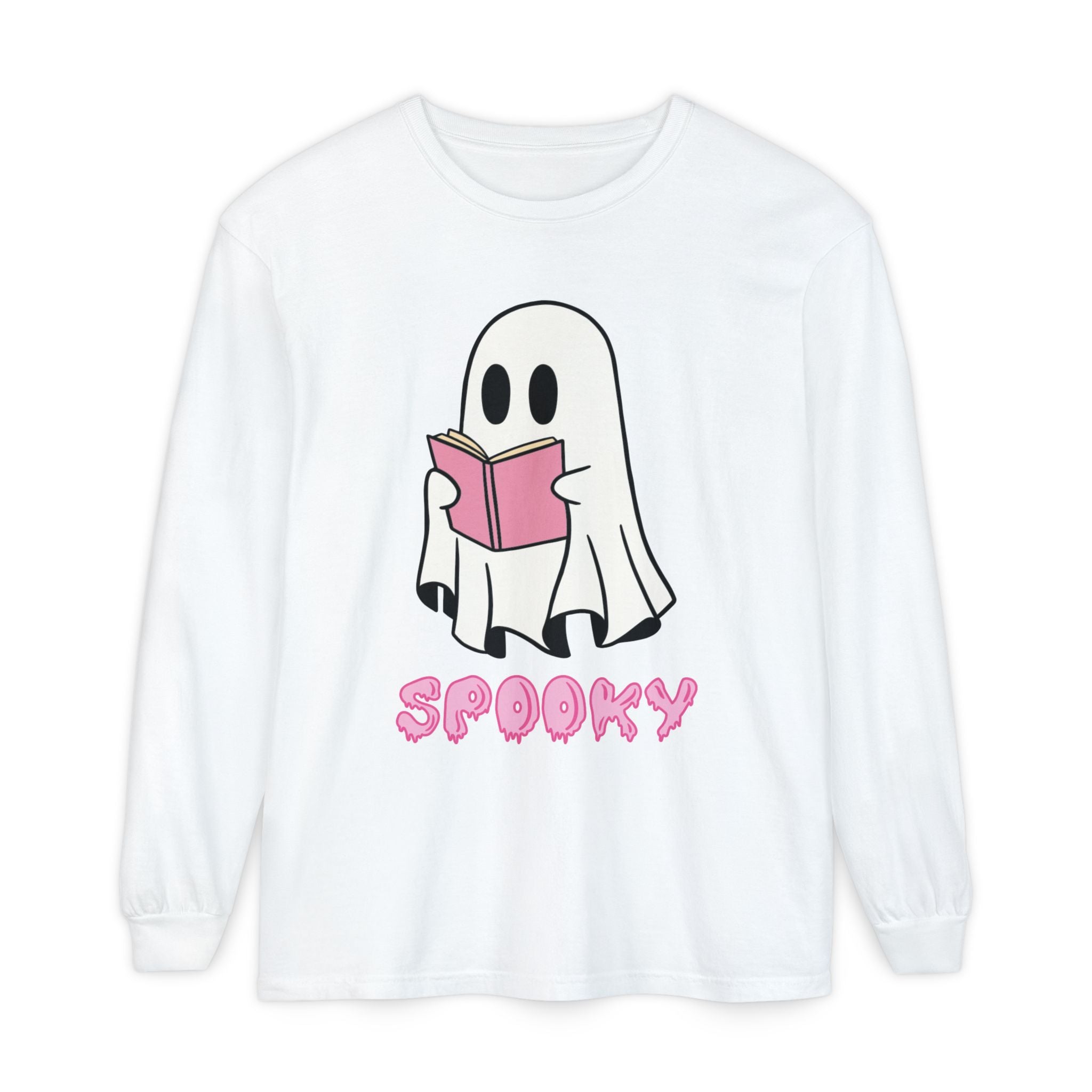 Spooky Ghost Long Sleeve T-Shirt, Halloween Shirt, Unisex Tee, Cozy Casual Apparel, Ghost Reading Book Design, Perfect for Fall [...]