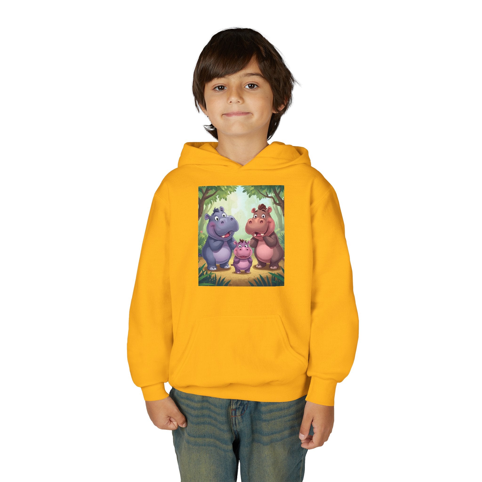 Hippo Cute Youth Heavy Blend Hooded Sweatshirt