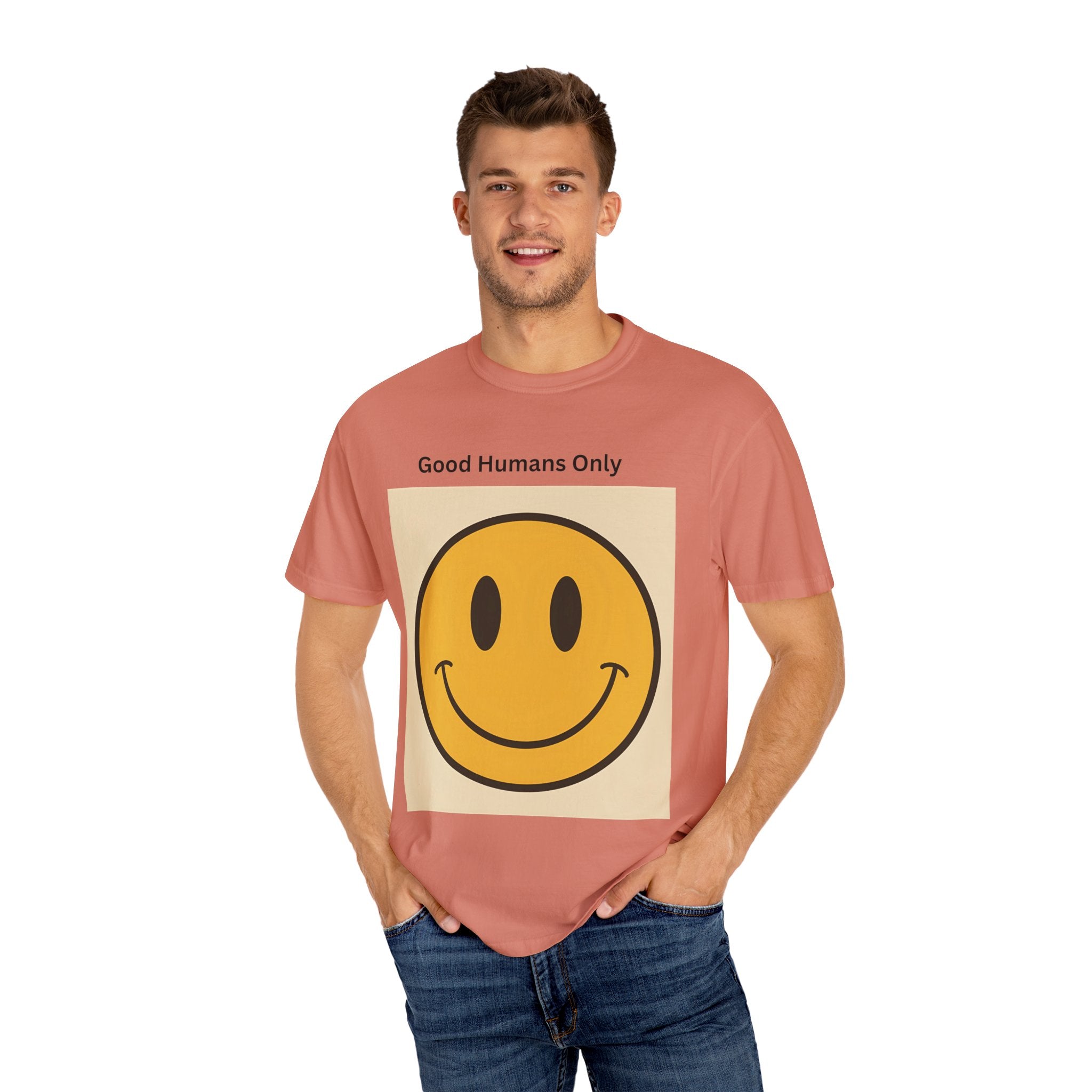 Smiley Face Good Humans Only T-Shirt, Unisex Smiley Tee, Cute Graphic Shirt, Casual Wear, Gift for Friends, Positive Vibes Clothing