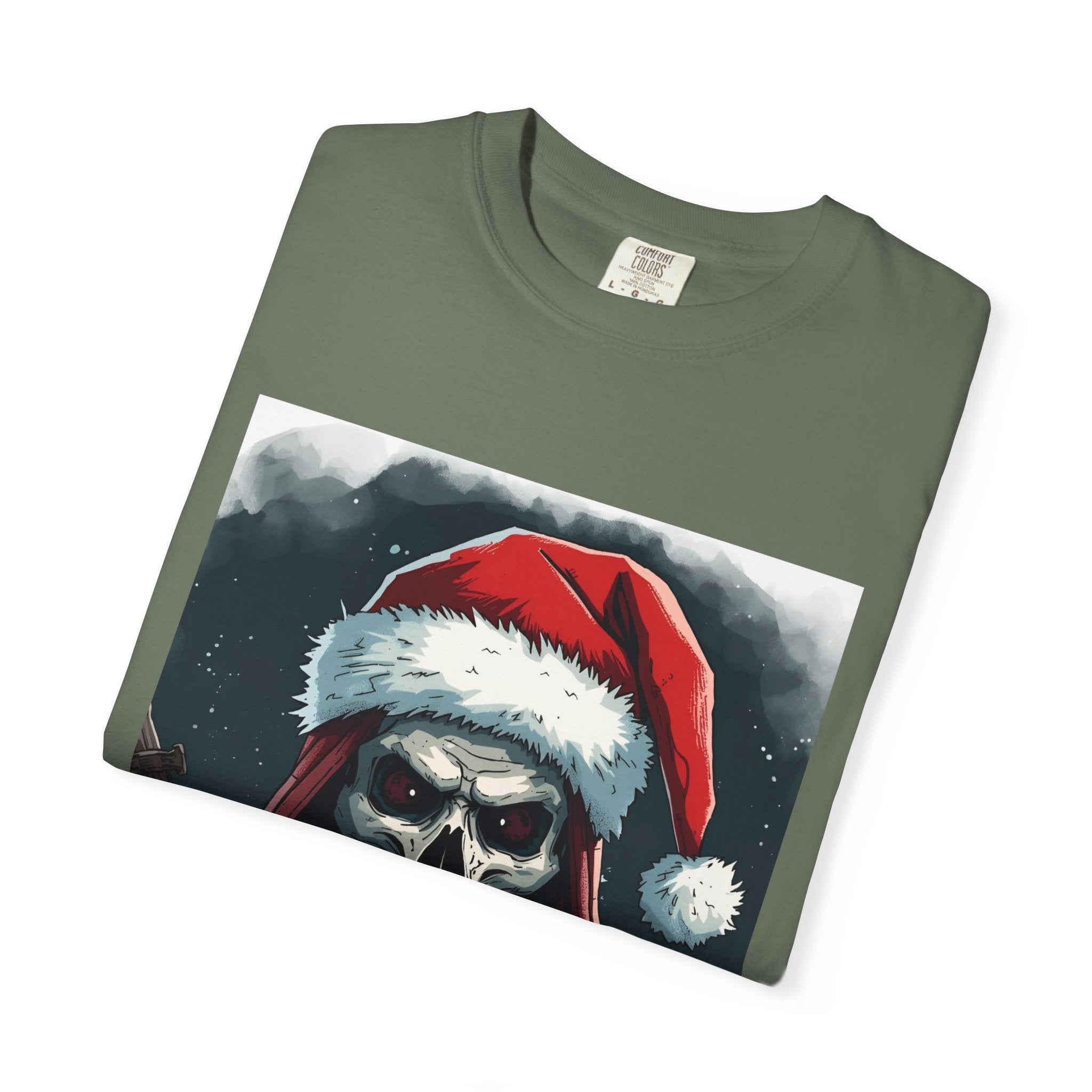 Spooky Santa Skull Graphic T-Shirt - Unisex Holiday Apparel, Christmas Gift, Casual Wear, Graphic Tee, Halloween Shirt
