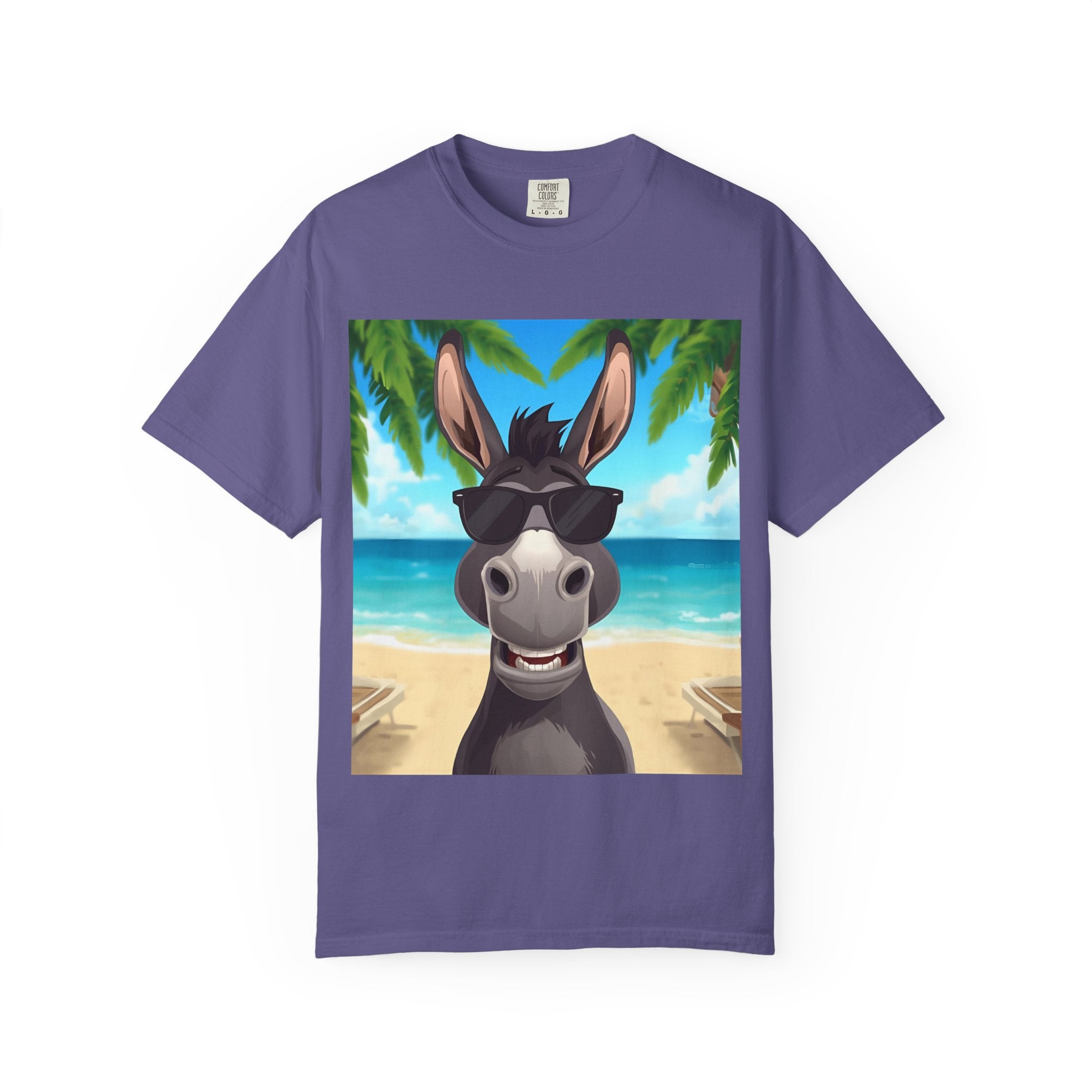 Chill Donkey Sunset T-Shirt, Unisex Summer Tee, Casual Beachwear, Gift for Animal Lovers, Fun Vacation Shirt
