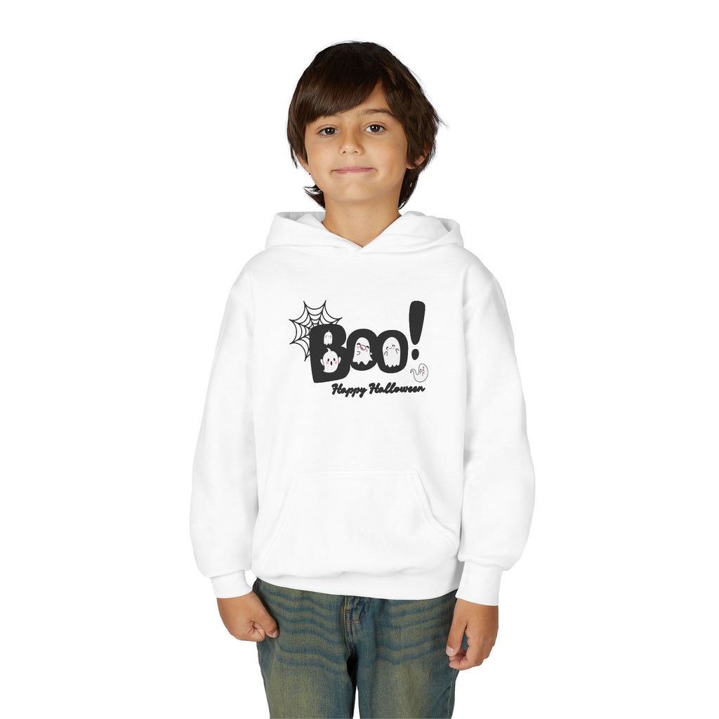Halloween Boo! Youth Hoodie, Kids Sweatshirt, Fall Apparel, Spooky Costume, Trick or Treat Gift, October Celebration